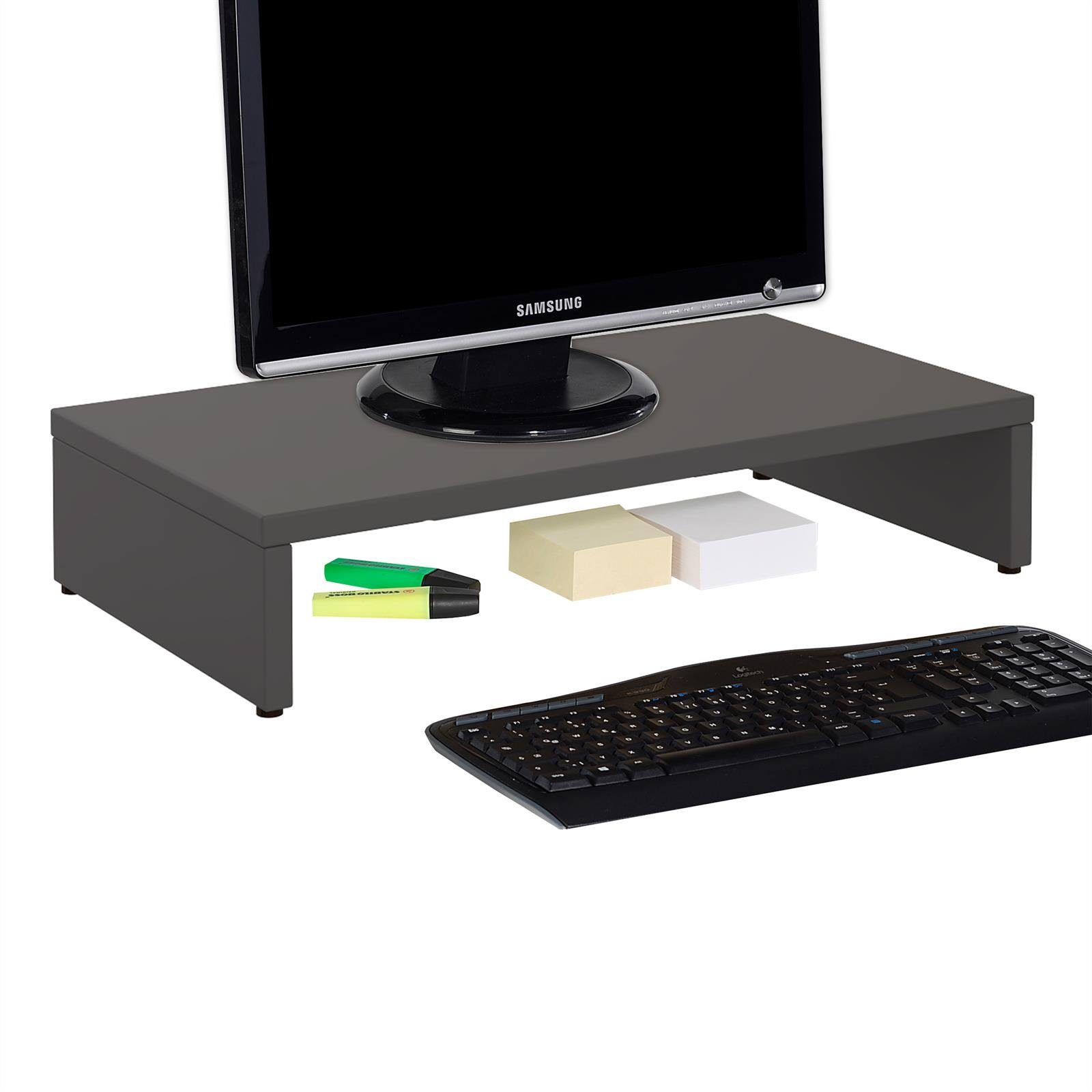 CARO-Möbel Schreibtischaufsatz MONITOR, Monitorständer in grau 50 cm breit Bildschirmerhöhung Schreibtischaufs