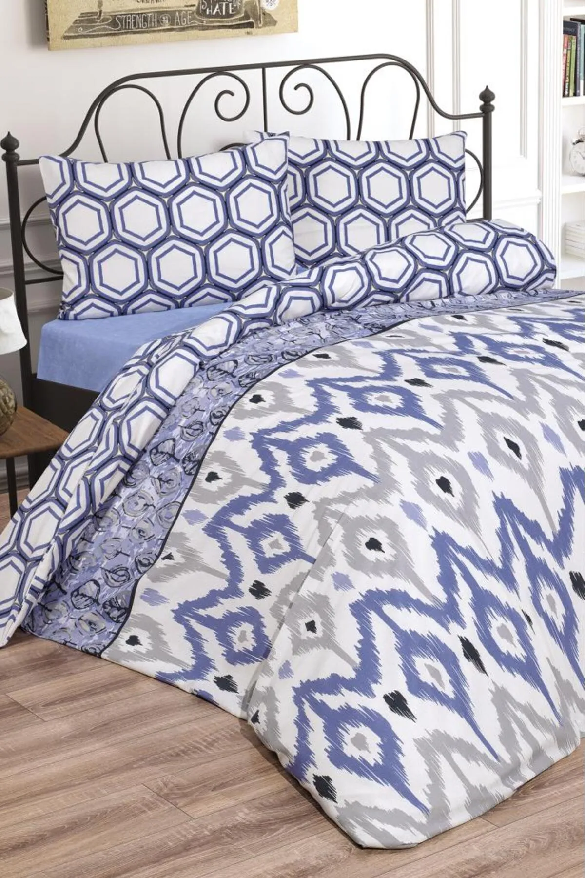 Çeyiz Diyarı  Cindy Bettwäsche-Set für Doppelbett, Blau