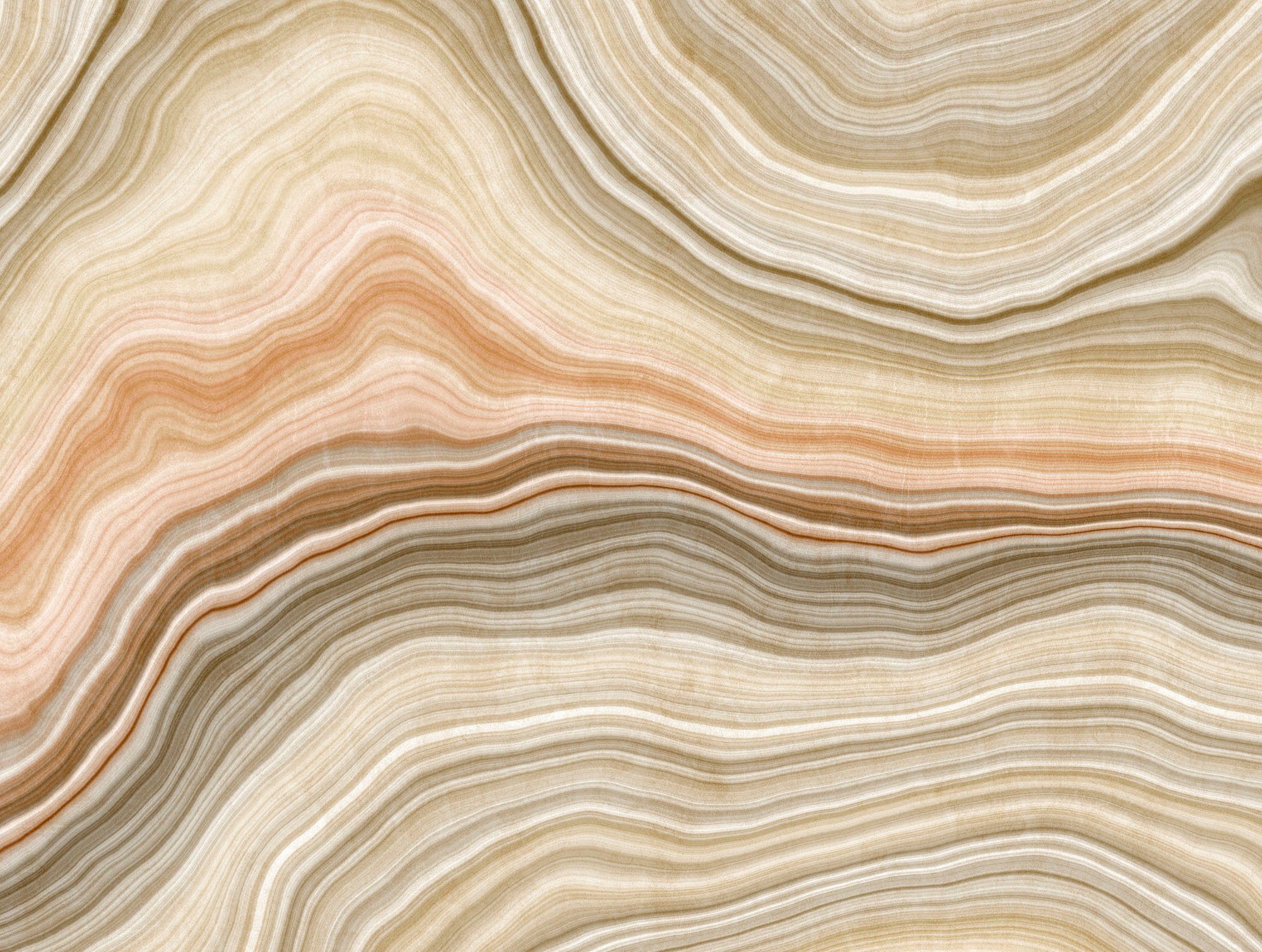 living walls Fototapete The Wall, glatt, Motiv, Steinoptik, gemustert, Fototapete Modern Tapete Marmor Beige Orange Grün