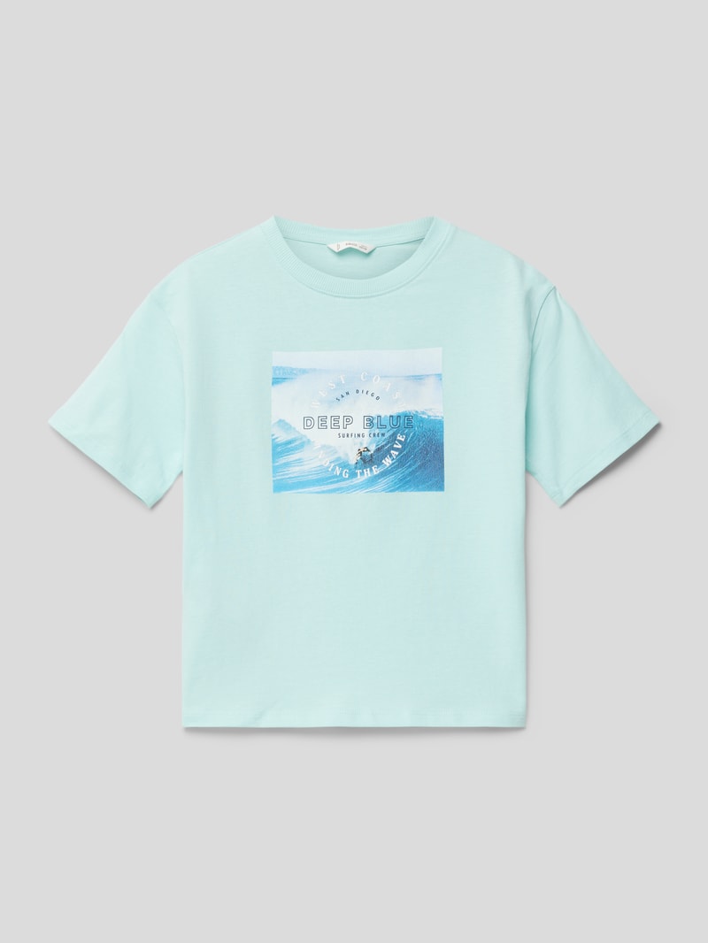 T-Shirt mit Motiv-Print Modell 'deep' in aqua blau