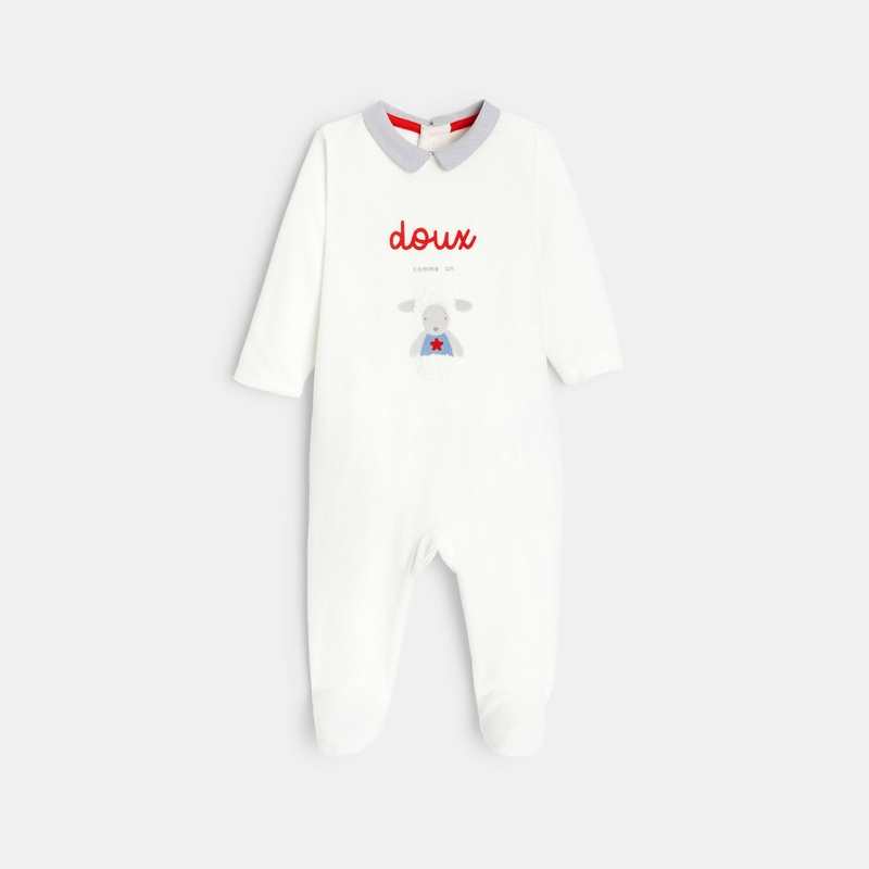 Dors-bien agneau velours fantaisie blanc bébé garçon