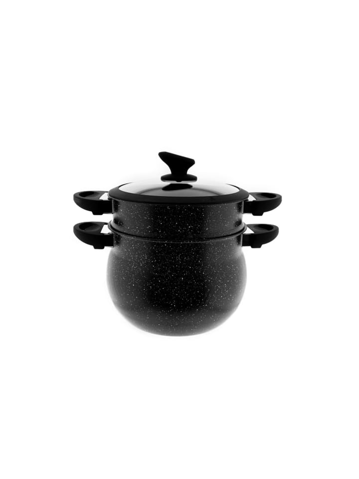 COFI 1453 3 in 1 Kochtopf, Marmorbeschichteter Dampfgarer, Couscoussier in Schwarz günstig kaufen