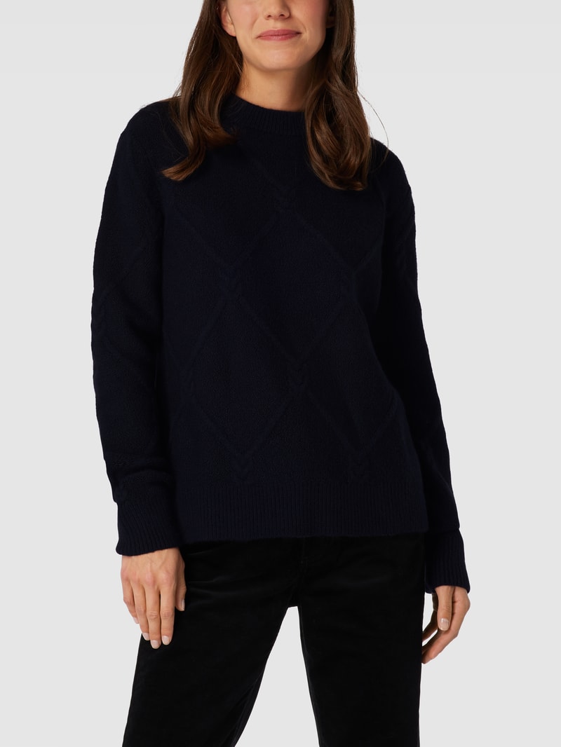 Strickpullover mit Strukturmuster in dunkelblau