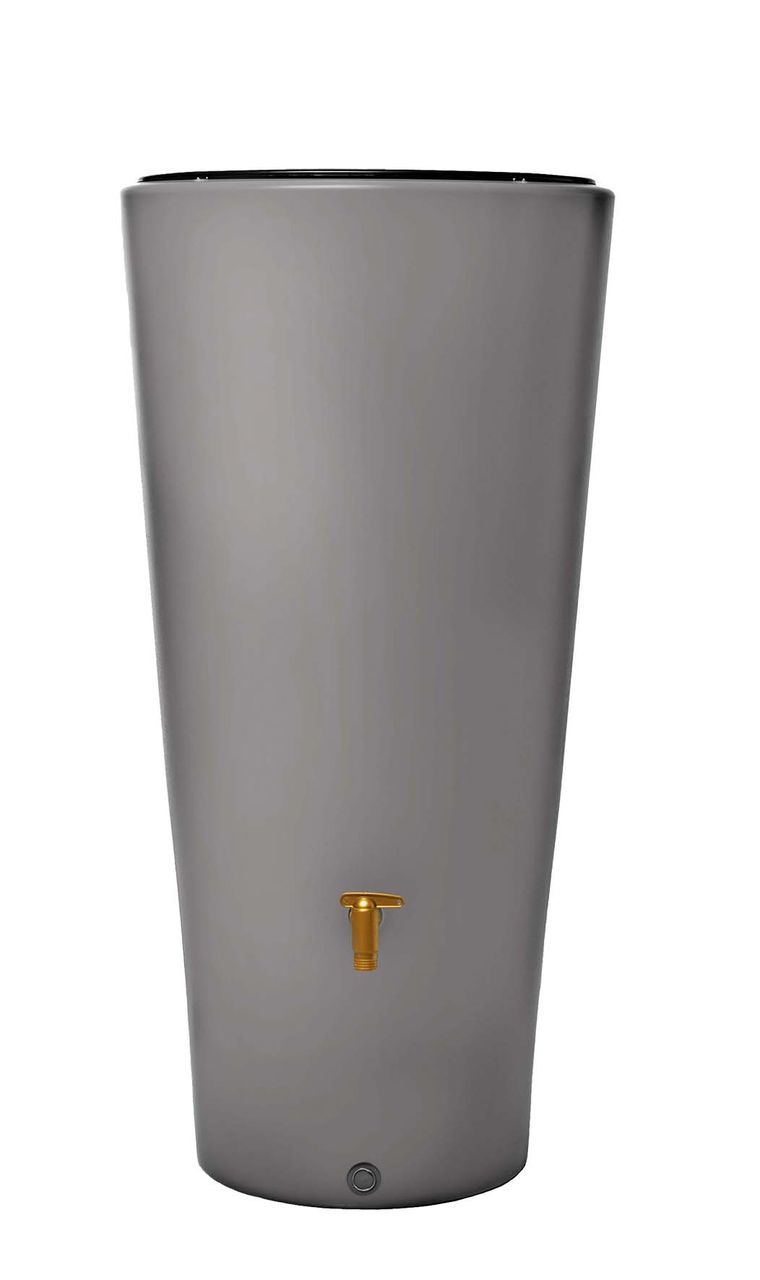 4rain VASO 2in1 Regenspeicher 220 L zinkgrau inkl. Anschlussset und Auslaufhahn