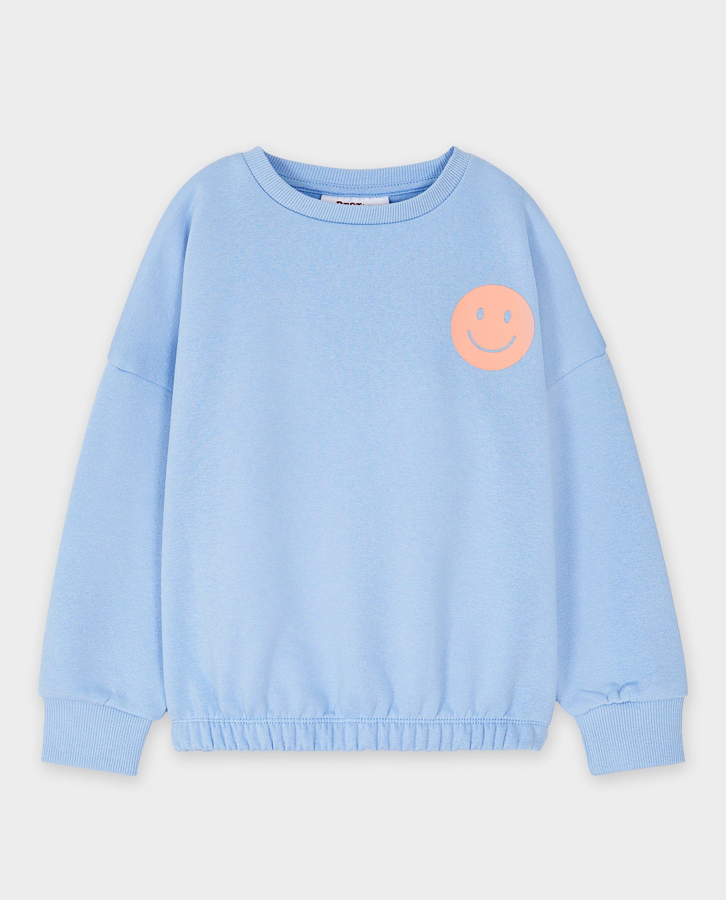 Besties pulóver hátul mintával, unisex kék
