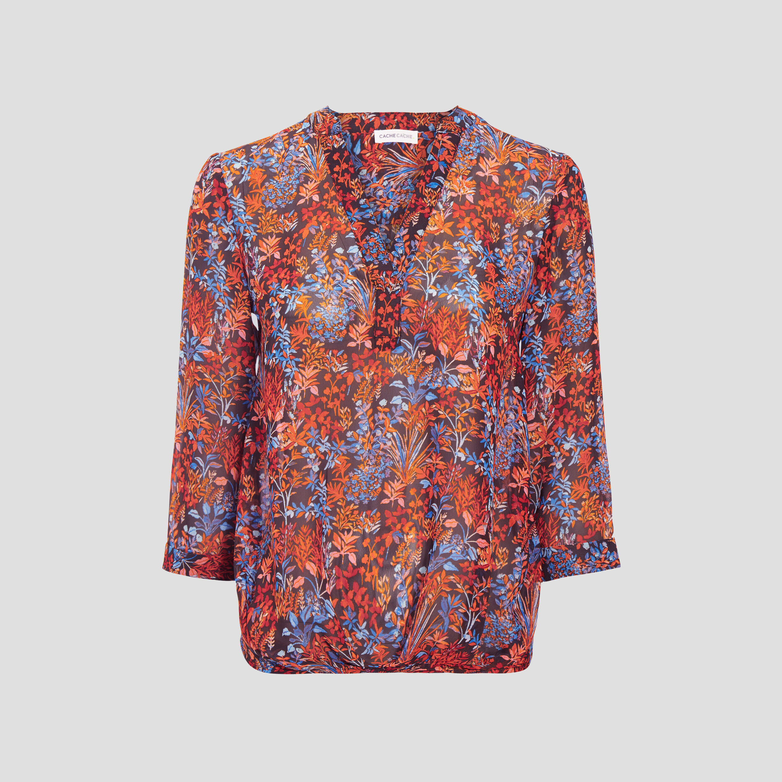 Blouse manches 3/4 marron foncé femme | Cache Cache