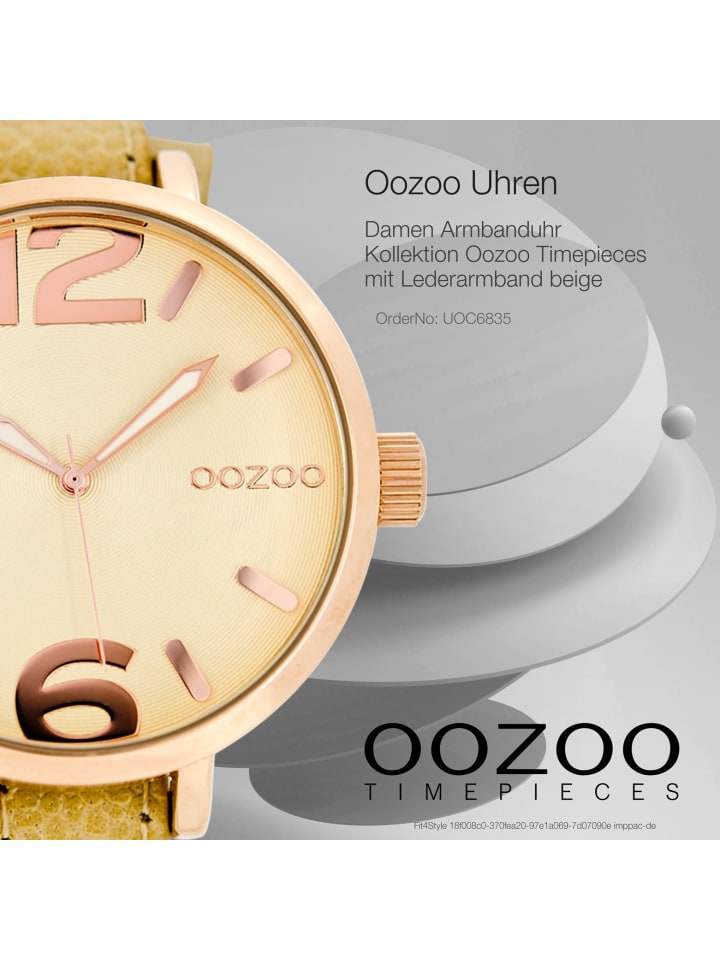 Oozoo Analog-Armbanduhr Oozoo Timepieces beige, braun groß (ca. 45mm) günstig kaufen onesize