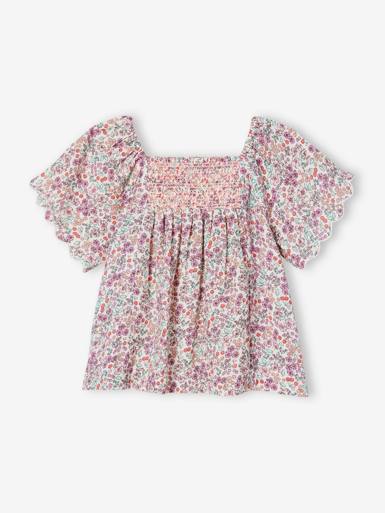 Vertbaudet Mädchen-Set: Bluse & Shorts - wollweiß