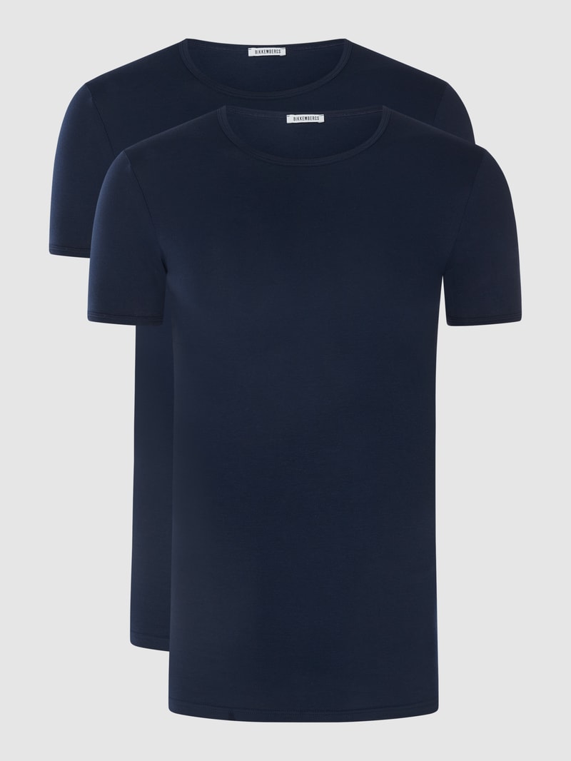 T-Shirt mit Stretch-Anteil im 2er-Pack in marineblau