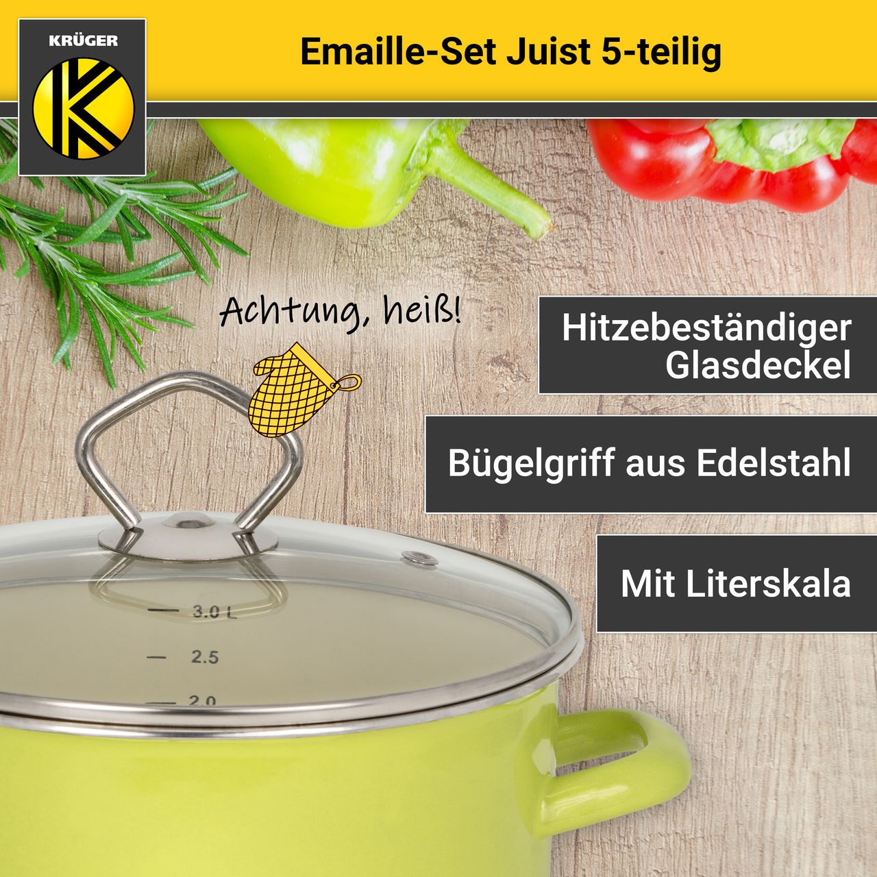 Karl Krüger Emailliertes Topf-Set JUIST, 5tlg.