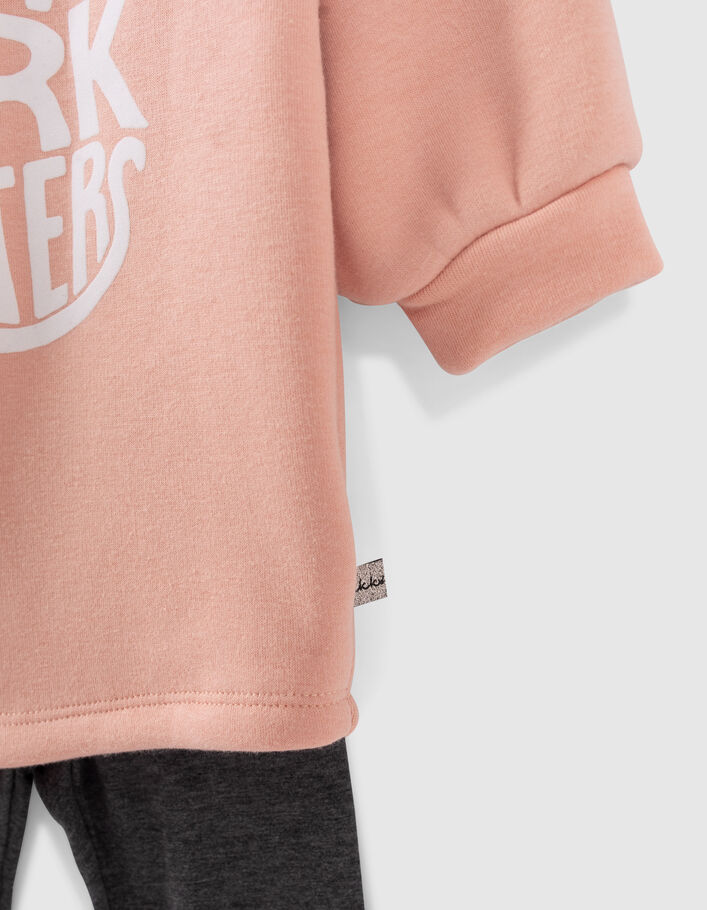 Ensemble robe-sweat rose et leggings gris bébé fille