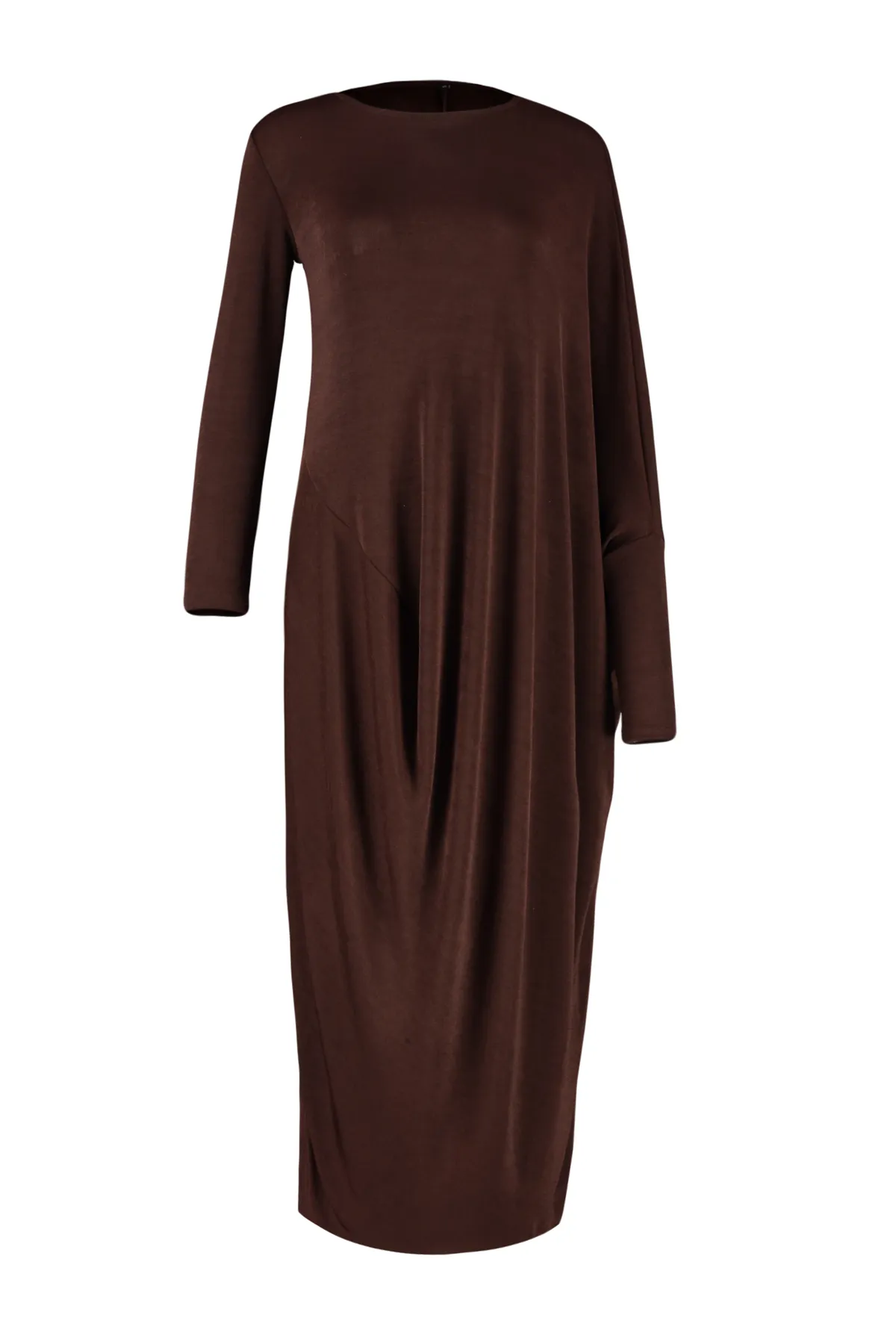 Trendyol Modest  Braunes stilvolles gestricktes Kaftan-Kleid TCTSS24EB00037