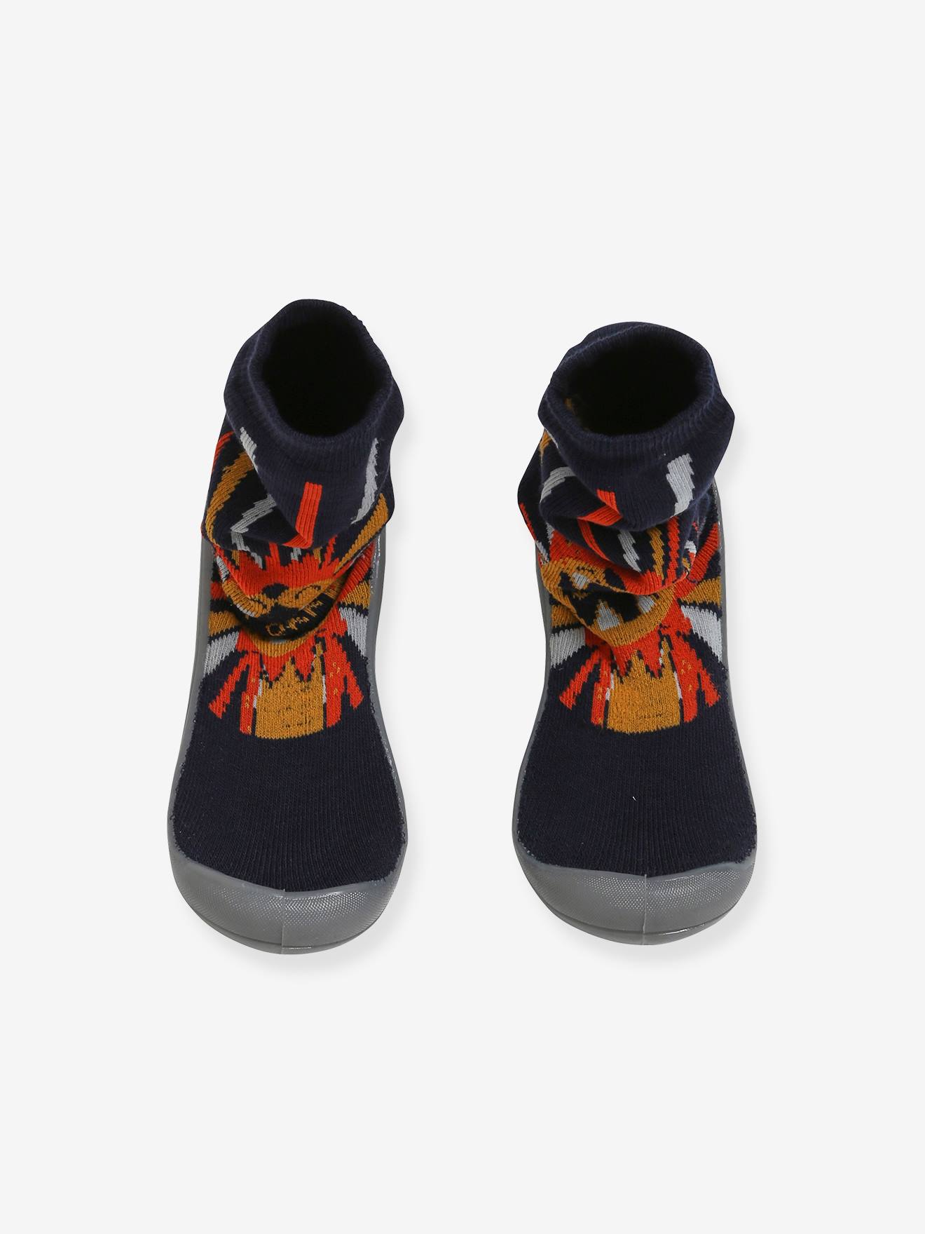 Chaussons-chaussettes garçon antidérapants marine