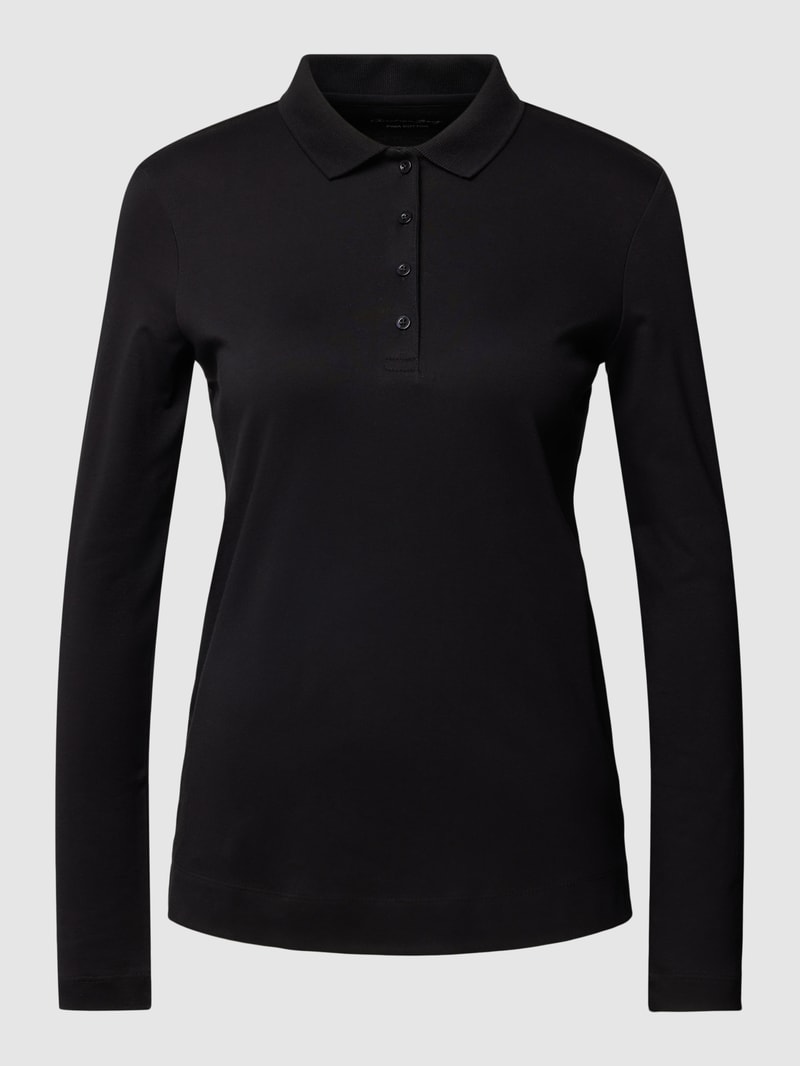 Longsleeve mit Polokragen in schwarz