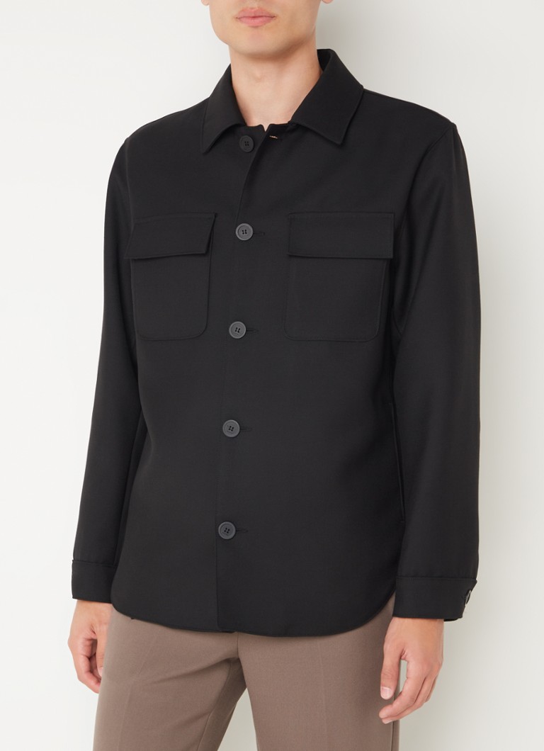 Sandro Overshirt with flap pockets in wool blend