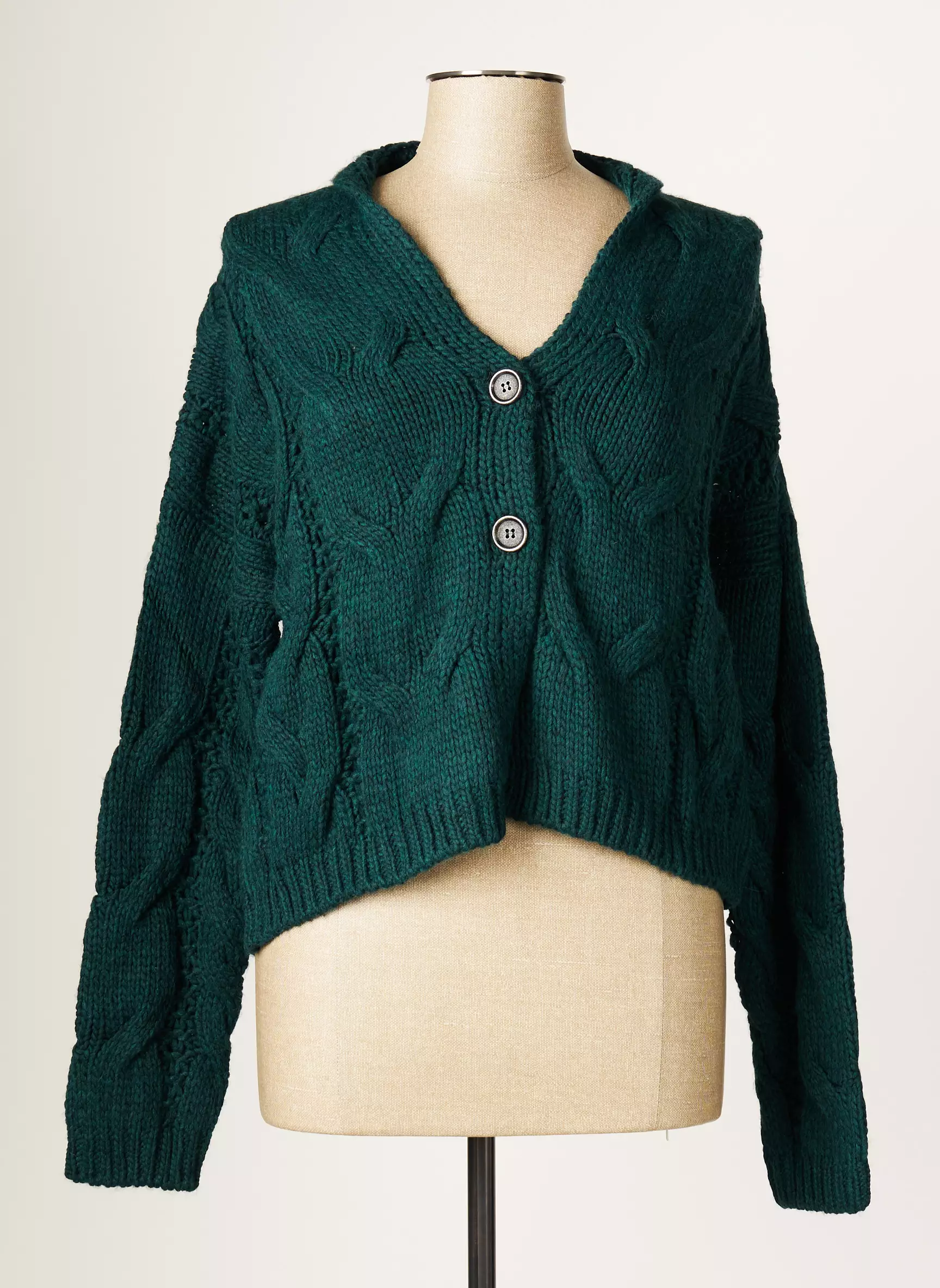 Blanc Boheme Cardigans Femme couleur vert