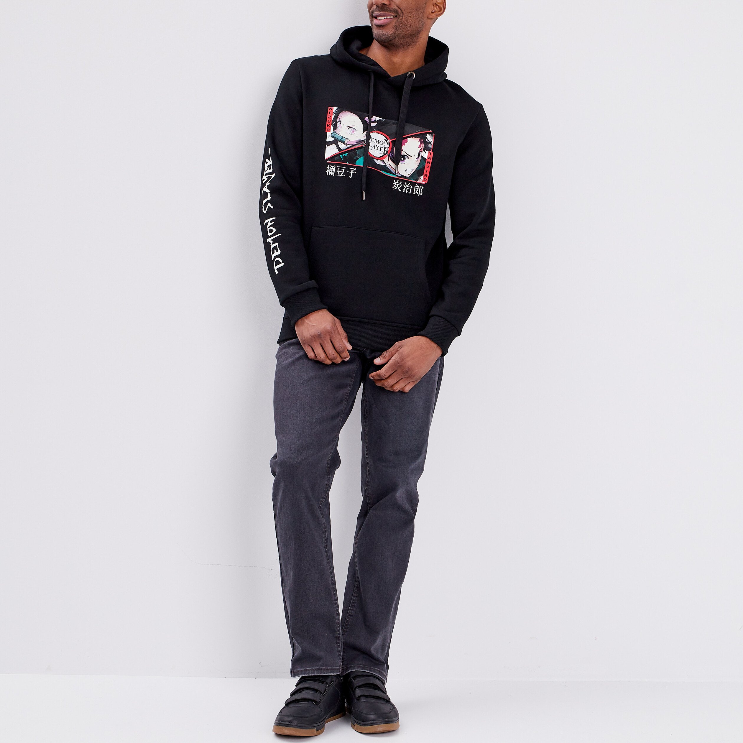 Sweat à capuche hoodie Demon Slayer noir homme | La Halle