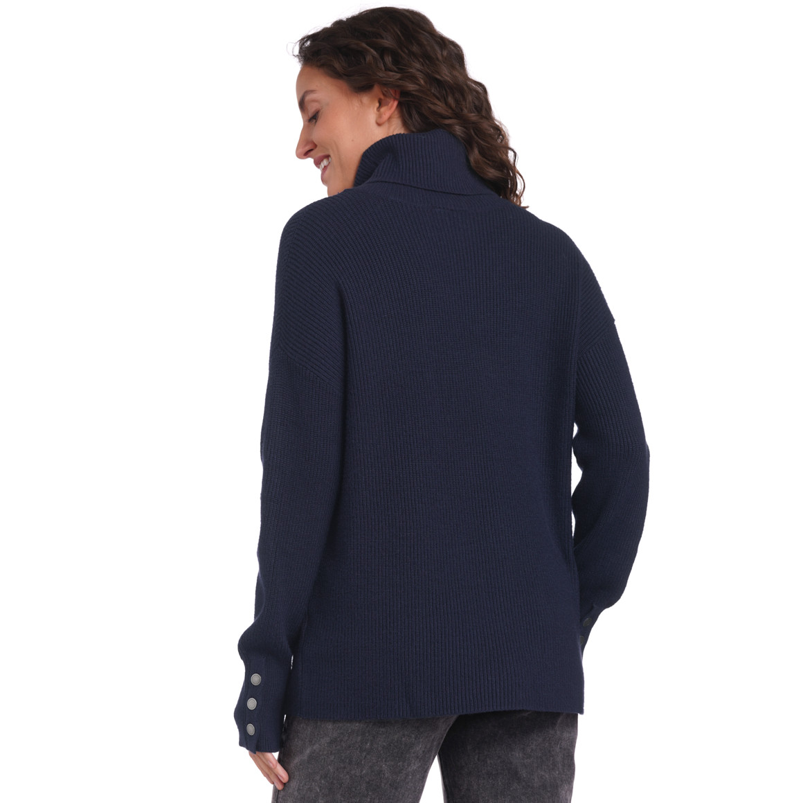 Damen Strickpullover mit Zierknöpfen