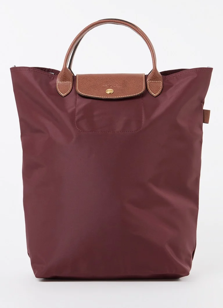 Geantă Longchamp Le Pliage Original, mărimea M, cu detalii din piele.