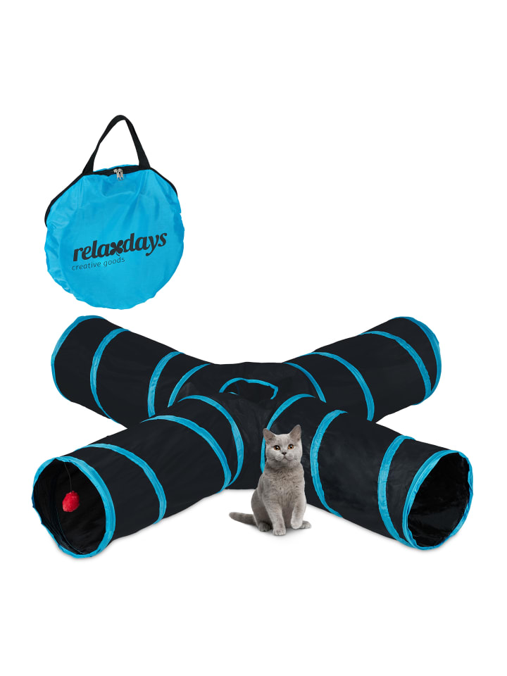 relaxdays Katzentunnel in Schwarz/ Blau günstig kaufen onesize