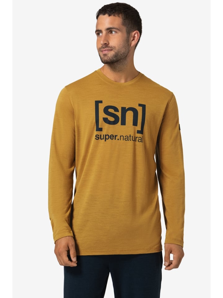 super.natural Merino Longsleeve LOGO LS in gelb günstig kaufen S