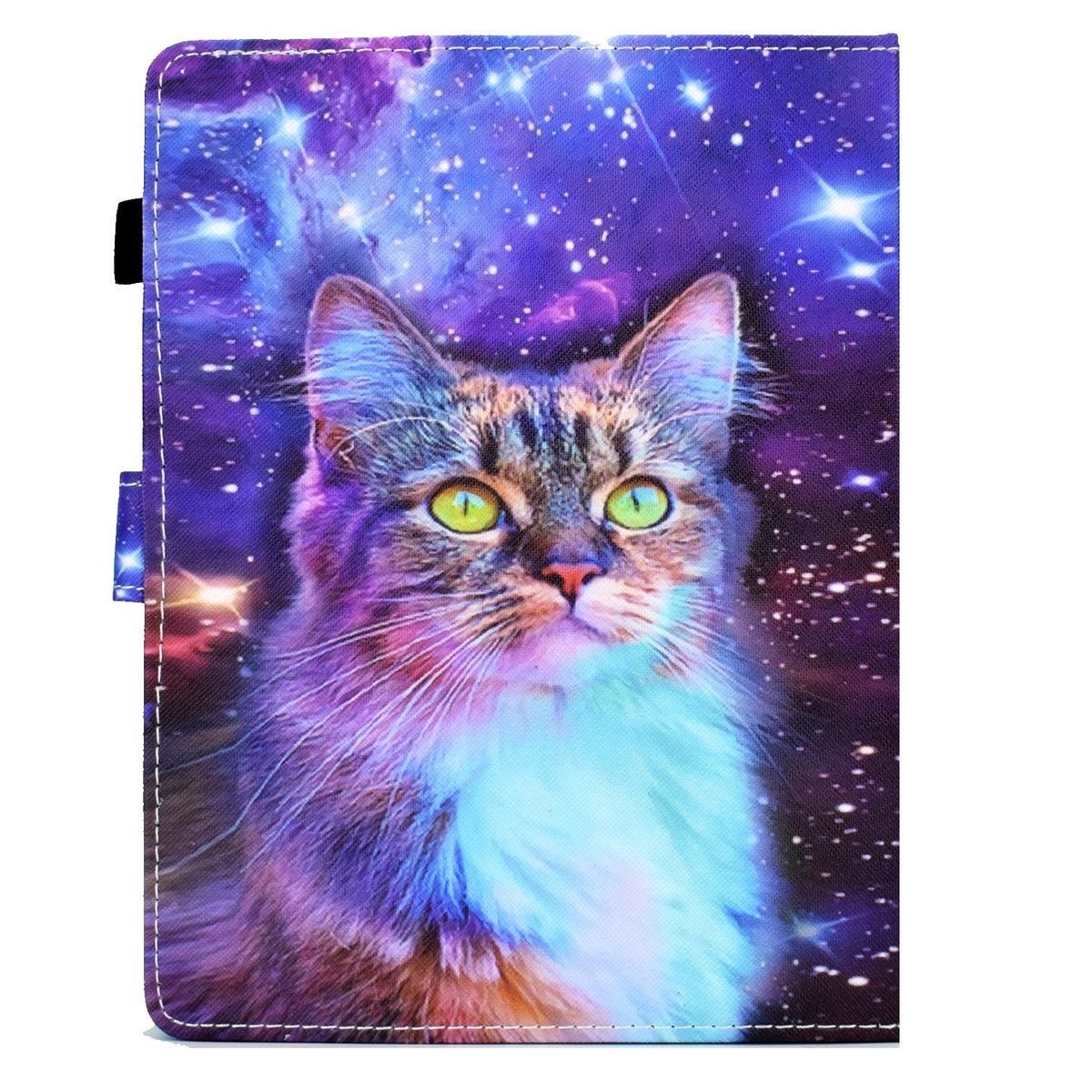 Wigento Tablet-Hülle Kunstleder Tablet Cover Tasche Katze für Lenovo Tab M10 Plus 3. Gen Schwarz Hülle Case Etui