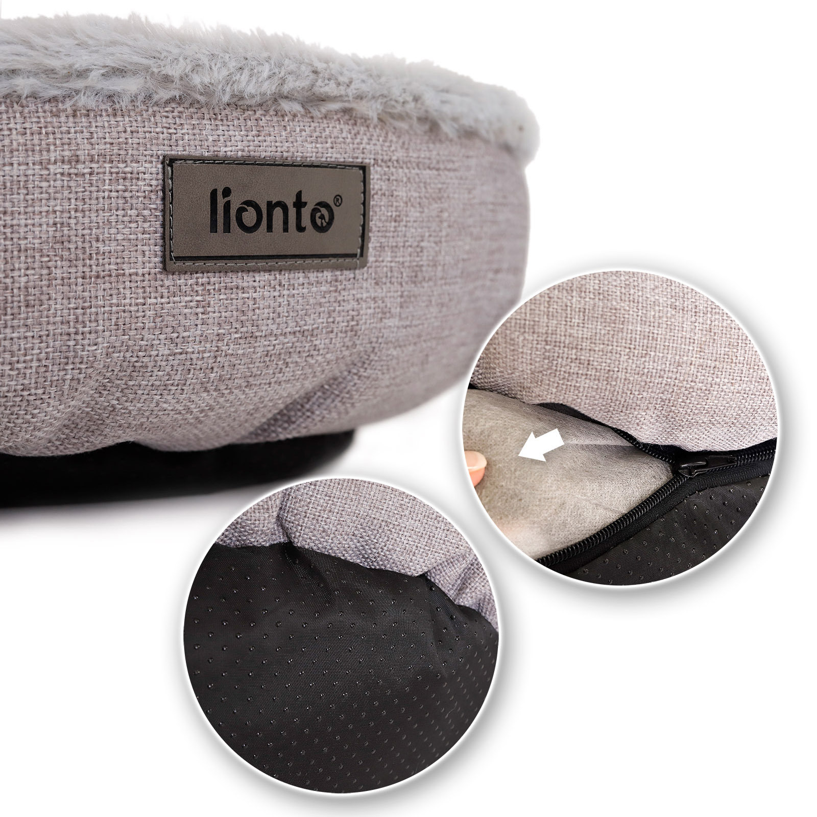 Lionto Hundebetten Lionto Rundes Hundebett grau M