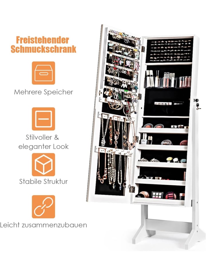 COSTWAY Standspiegel mit Schmuckschrank in Weiß günstig kaufen 41 cm