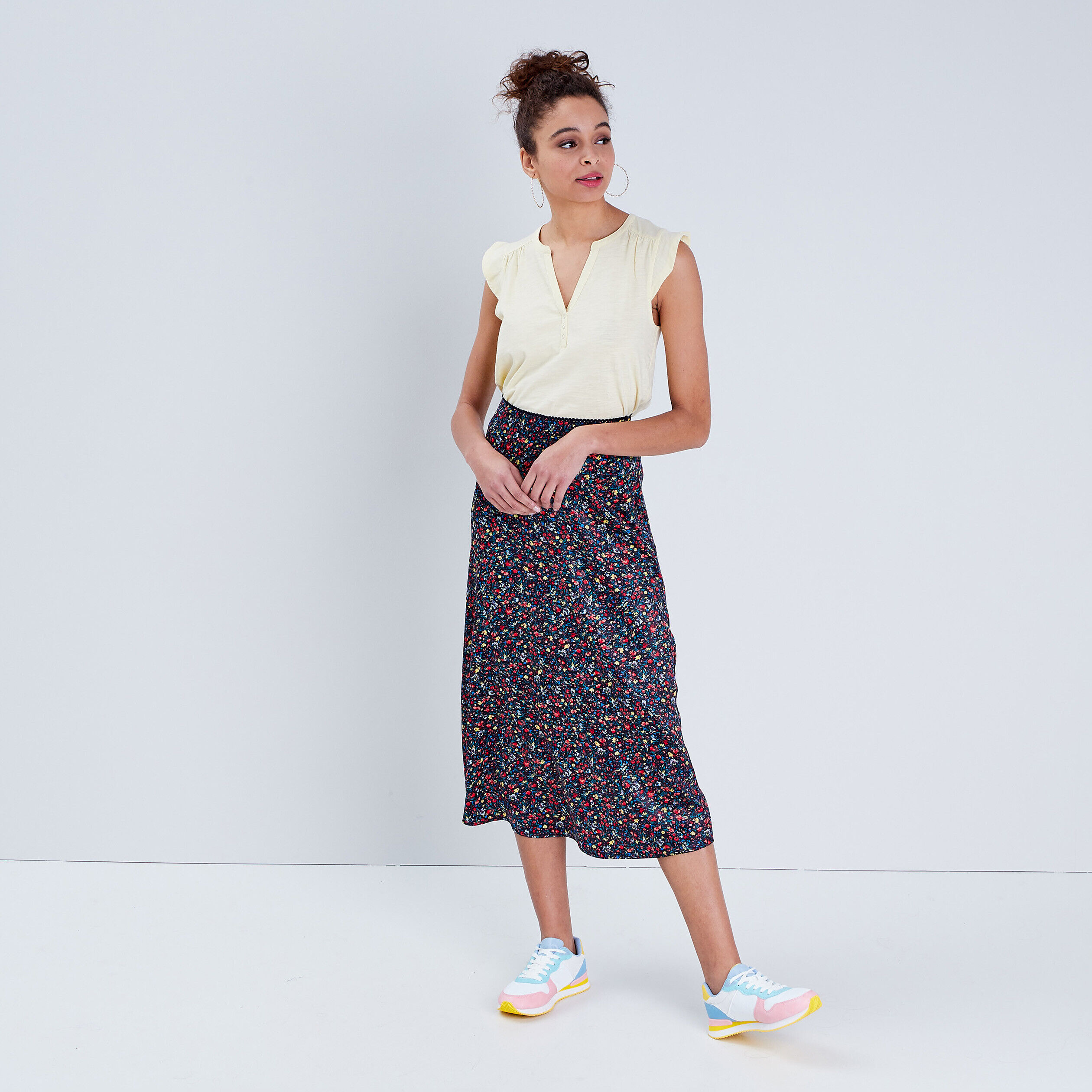 T-shirt manches courtes jaune clair femme | Cache Cache