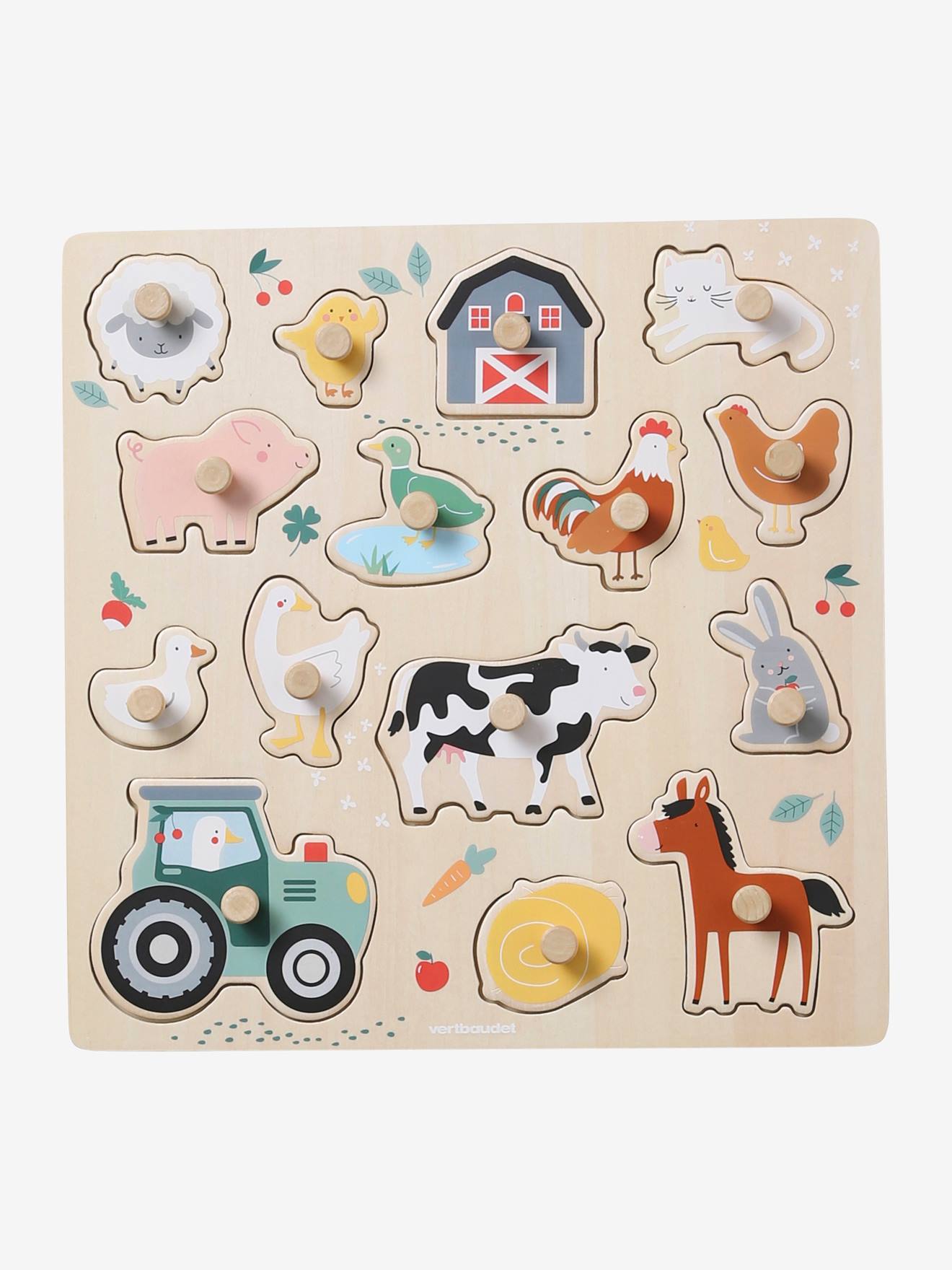 Puzzle boutons Lovely Farm en bois FSC® beige