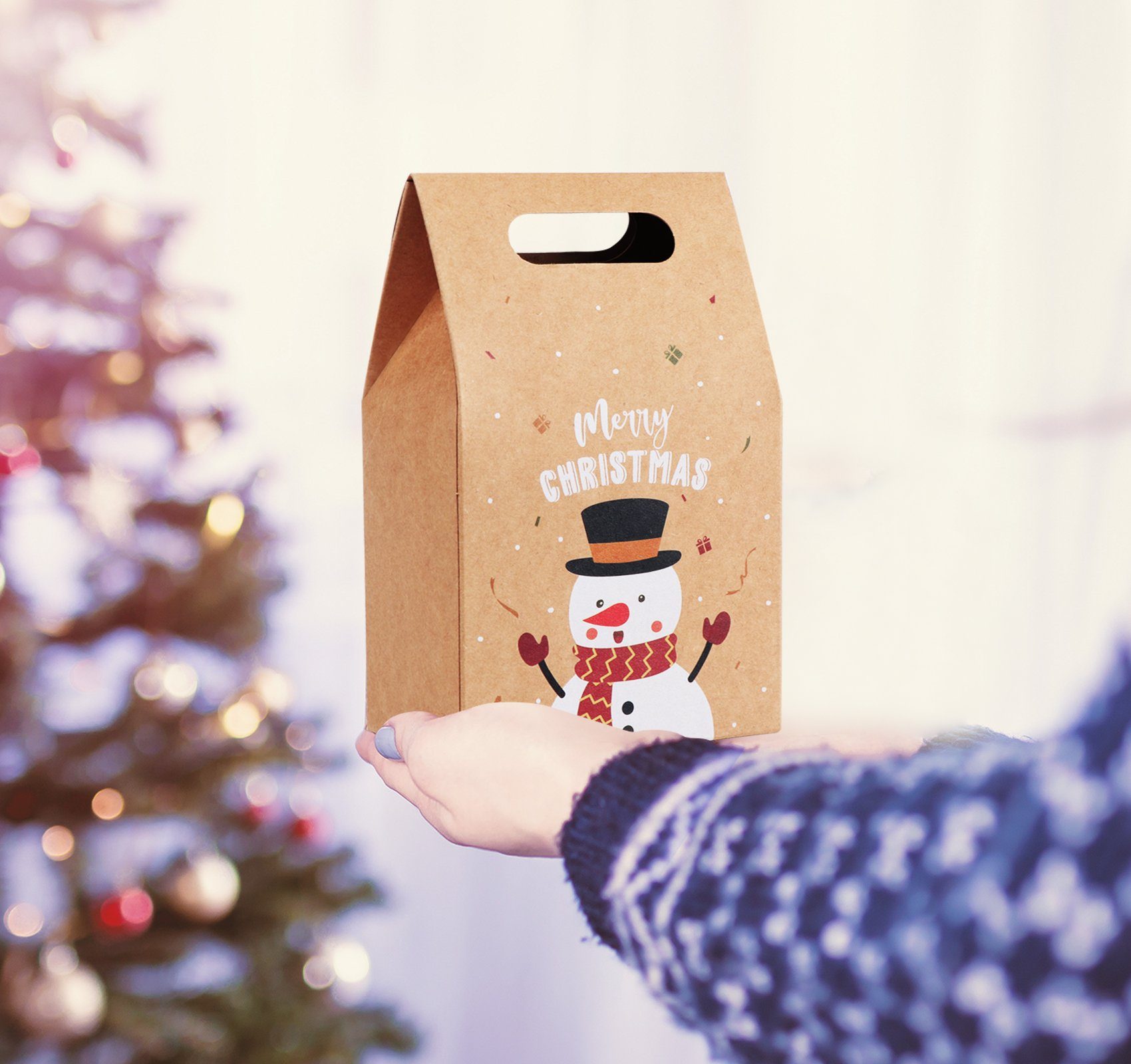 Homewit Christbaumschmuck Papiertüten Weihnachten Geschenktüten mit Kraftpapier Geschenktaschen (24-tlg), mit verschiedenen Weihnachtsmotiven Geschenke Mitgebsel