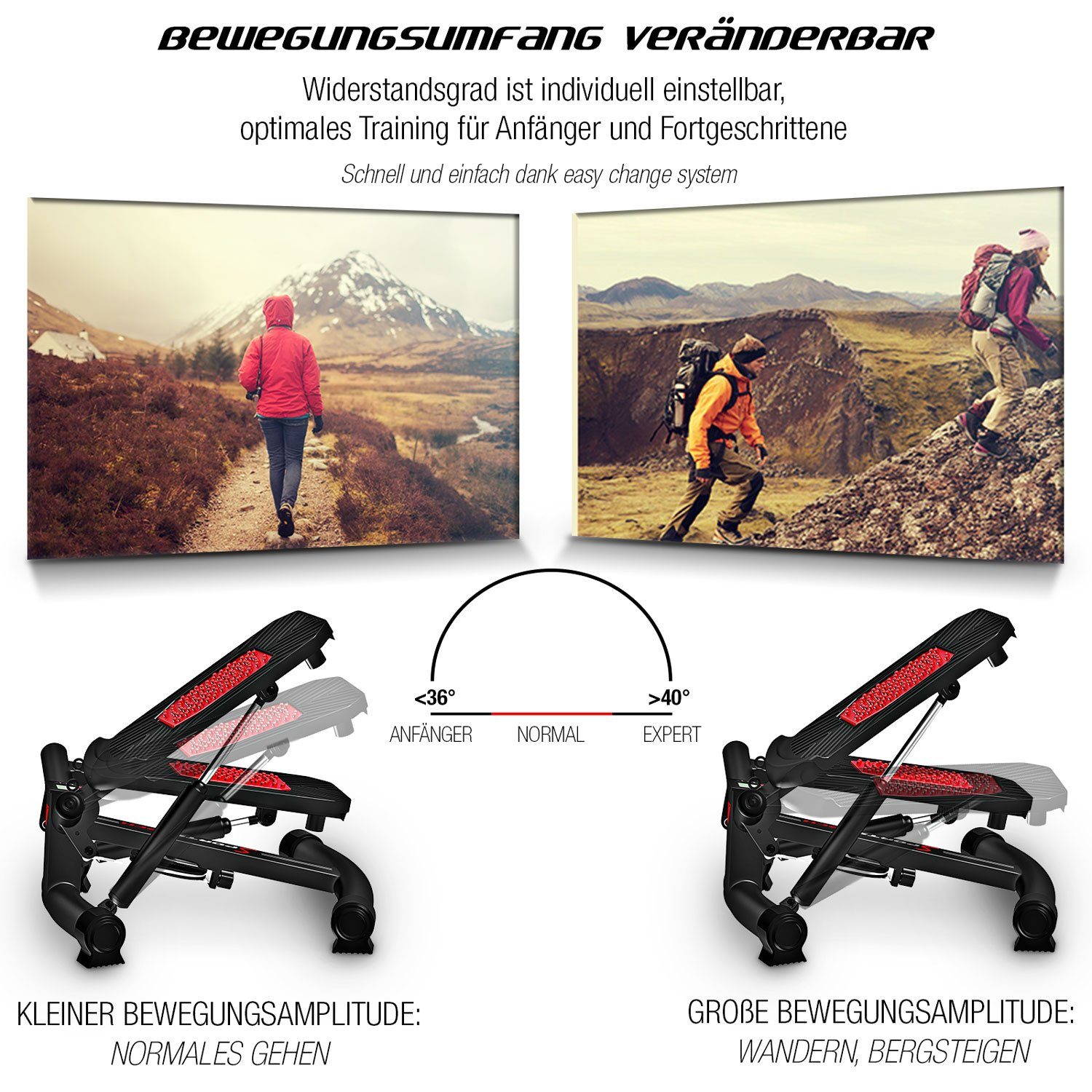 Sportstech Mini-Stepper STX300, 2in1 Twister Stepper mit Power Ropes - STX300