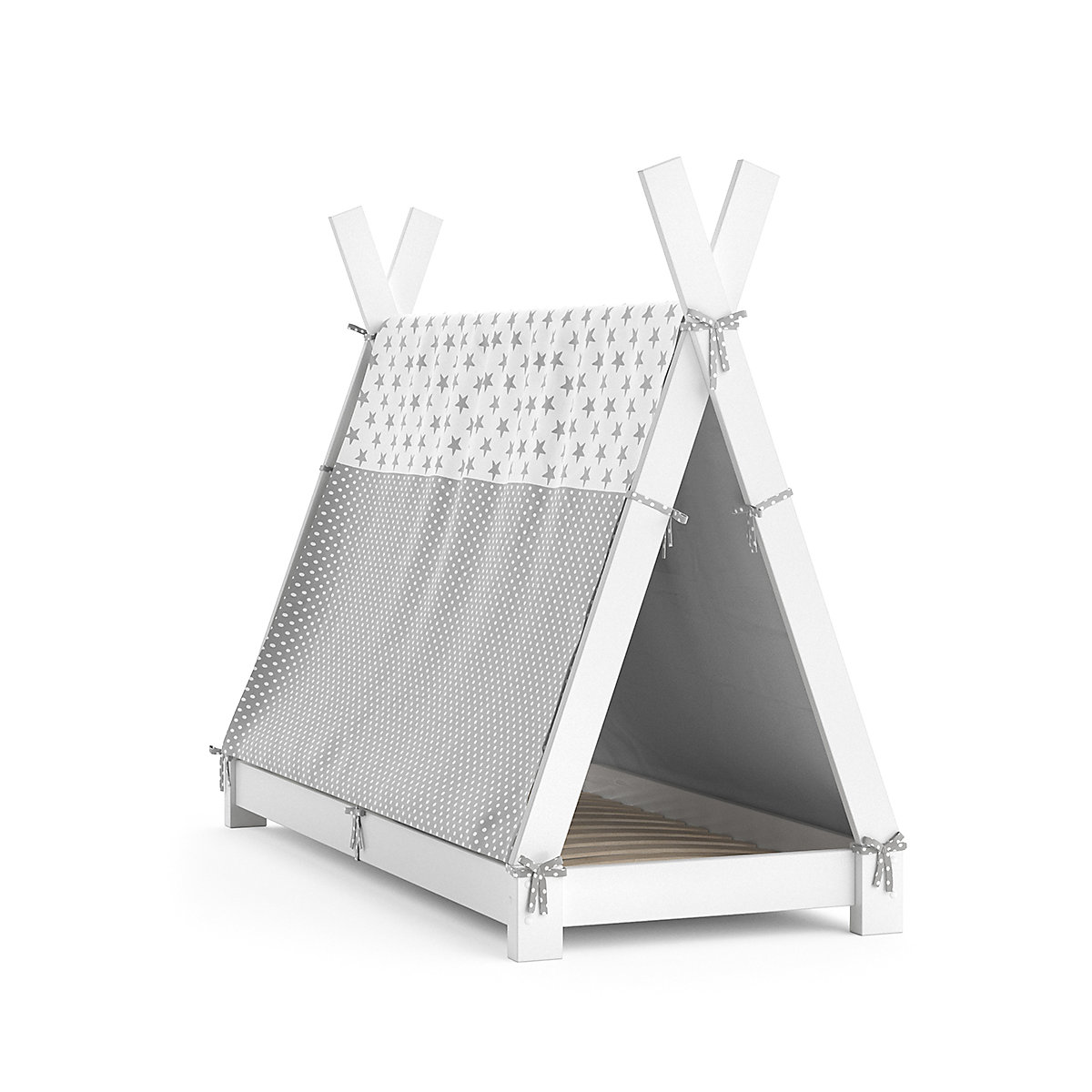 Kinderbett Hausbett Tipi + Überwurf 70x140cm Indianerzelt Indianerbett