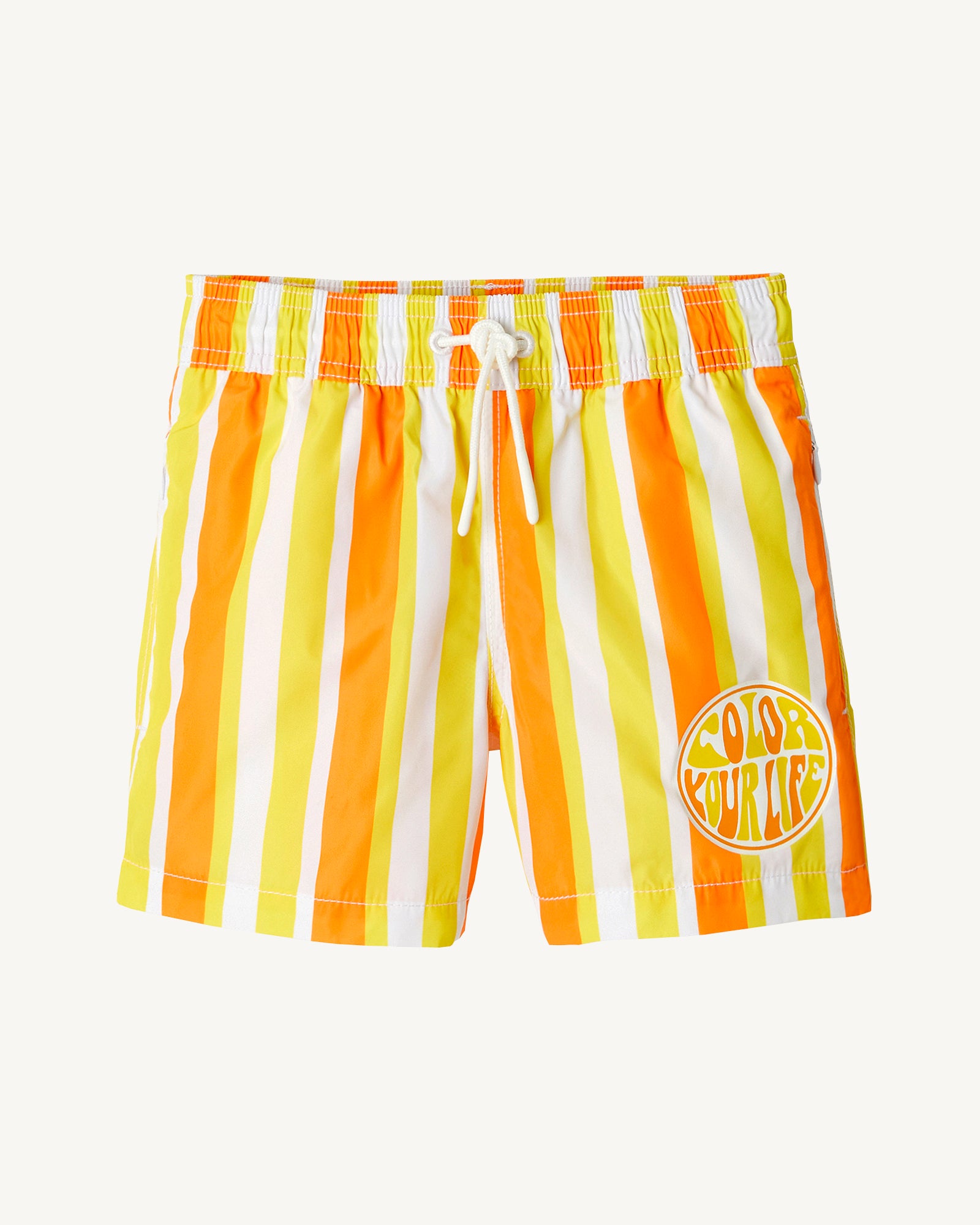 Short de bain Rayure abricot/Citron enfant Cassis
