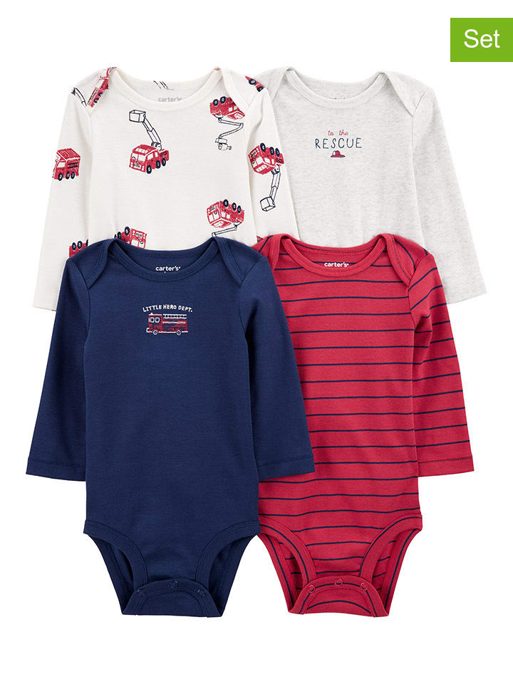 carter's 4er-Set: Bodys in Weiß/ Dunkelblau/ Rot günstig kaufen