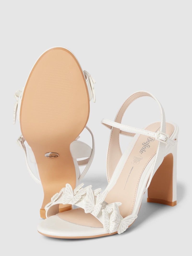 Sandalette mit Zierbesatz Modell 'CARLA BUTTERFLY' in weiß