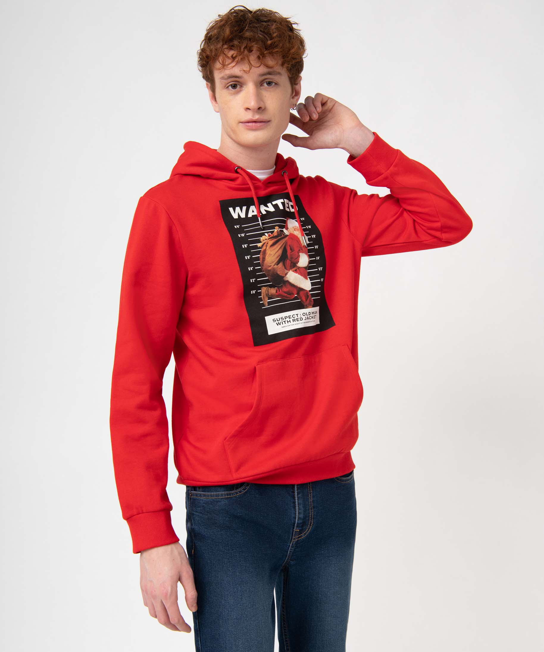 Sweat homme à capuche spécial Nol rouge | GEMO