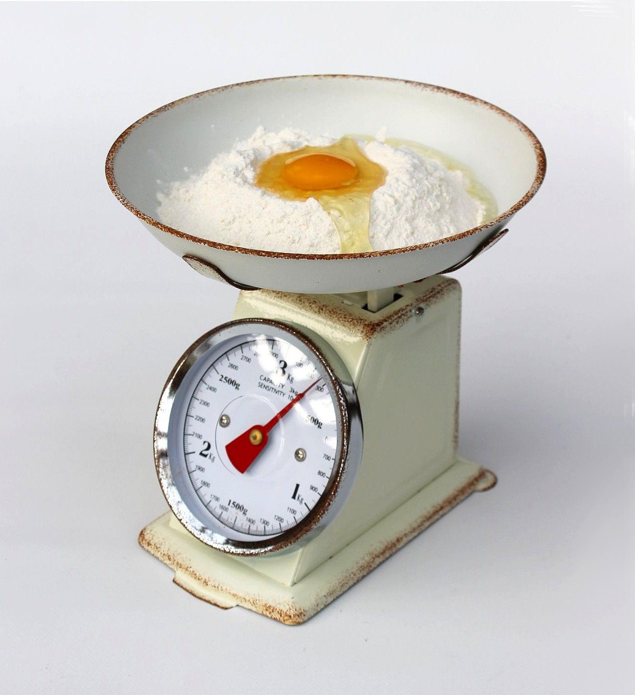 DanDiBo Küchenwaage Küchenwaage Analog Retro Mechanisch mit Schüssel bis 3kg Vintage