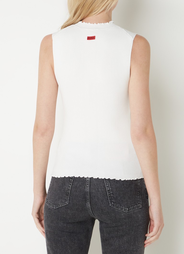 HUGO BOSS Swilk Fine Knit Sleeveless Top with Rib Structure