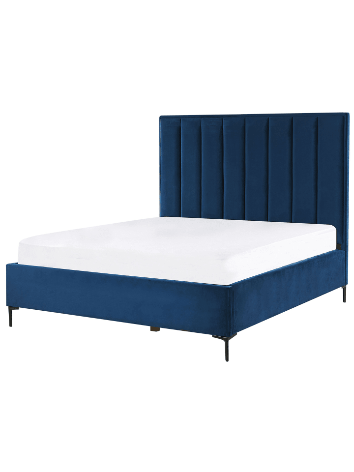 Beliani Schlafzimmer Set SEZANNE in Blau/Schwarz - (W) 150 x (H) 142 x (L) 215 cm günstig kaufen onesize