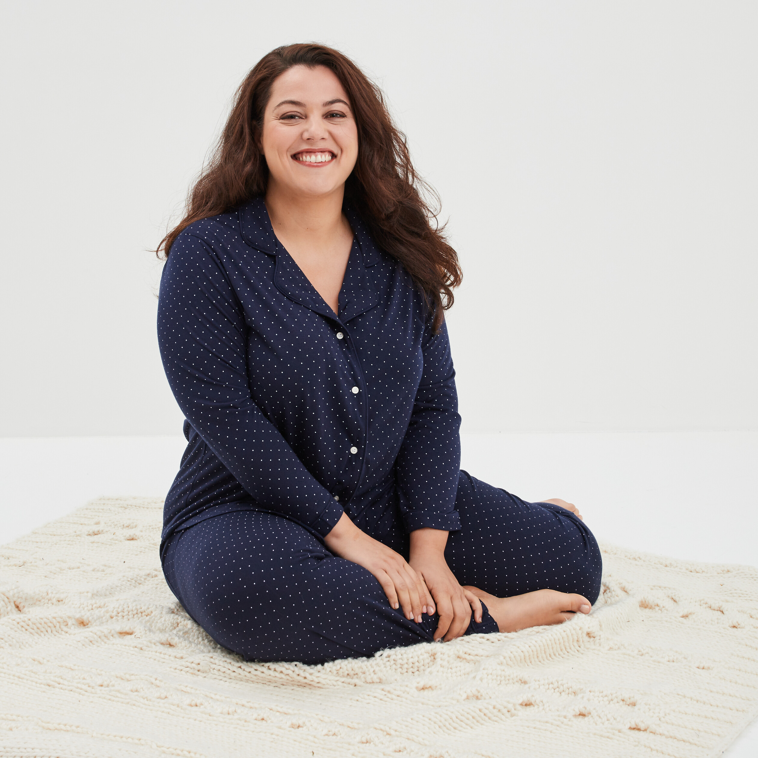 Ensemble pyjama chemise et pantalon bleu femme grande taille | La Halle