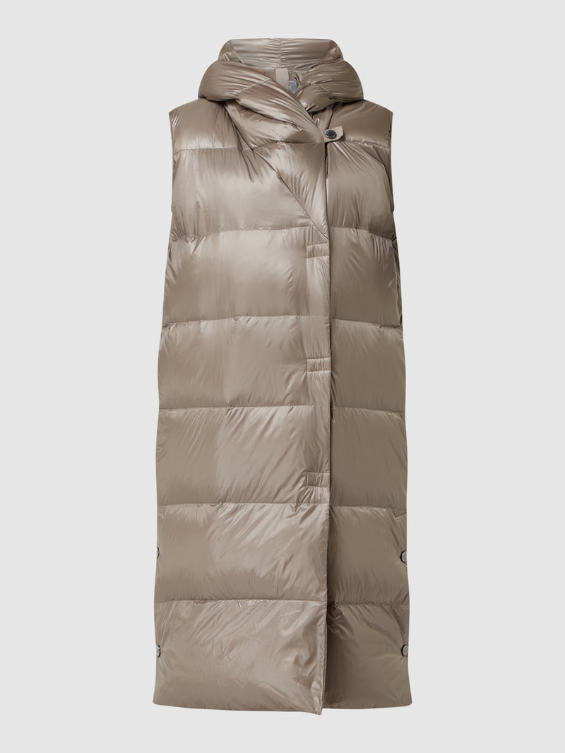 Daunenweste mit Kapuze in taupe