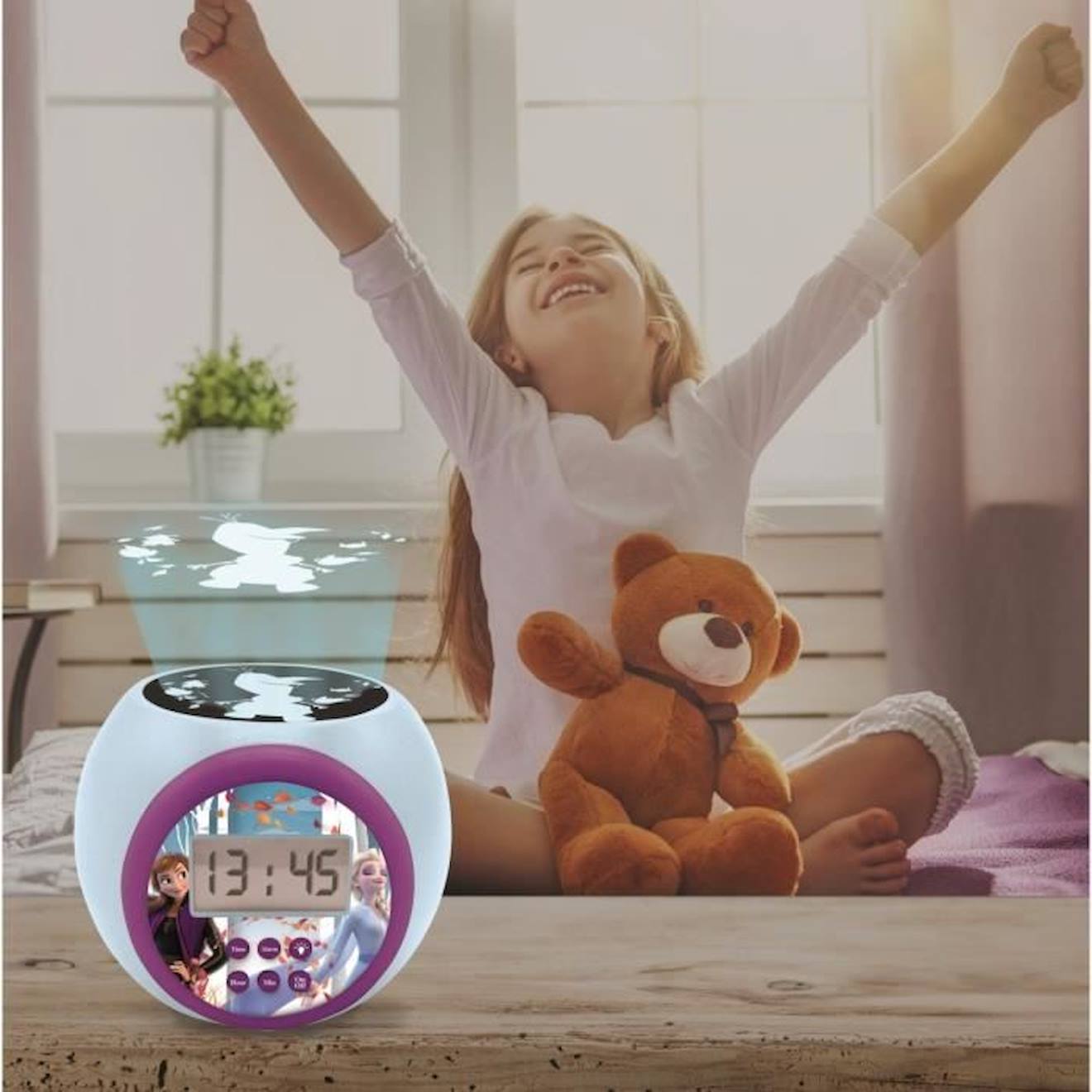 LA REINE DES NEIGES Réveil projecteur fonction minuteur LEXIBOOK violet