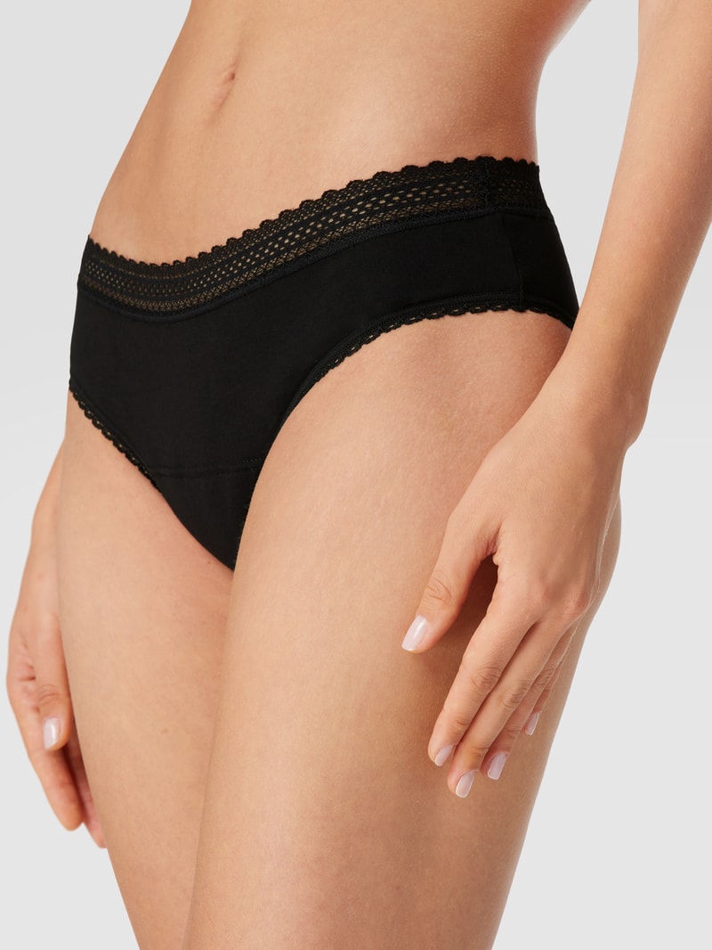 Slip mit Spitzenbesatz im 2er-Pack in schwarz
