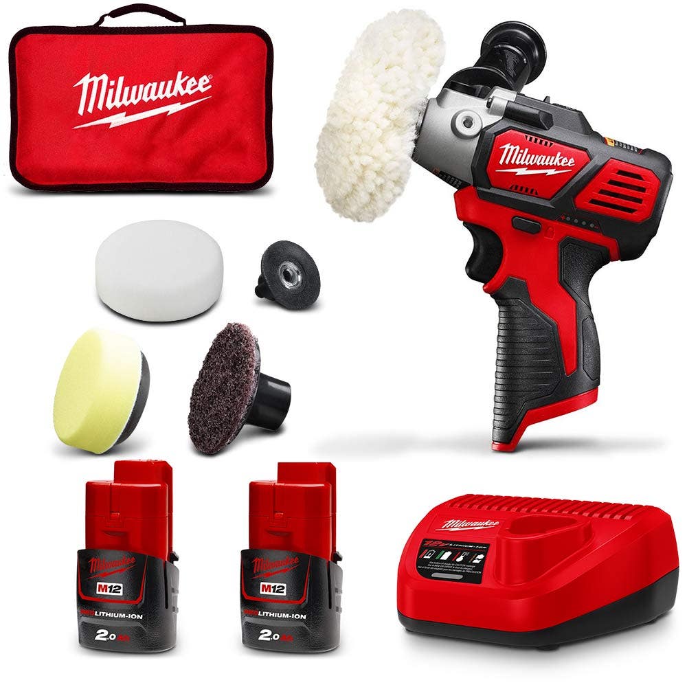 Kit de polidora/lixadeira de detalhes MILWAUKEE 12V 2 x 2.0Ah M12BPS-202B