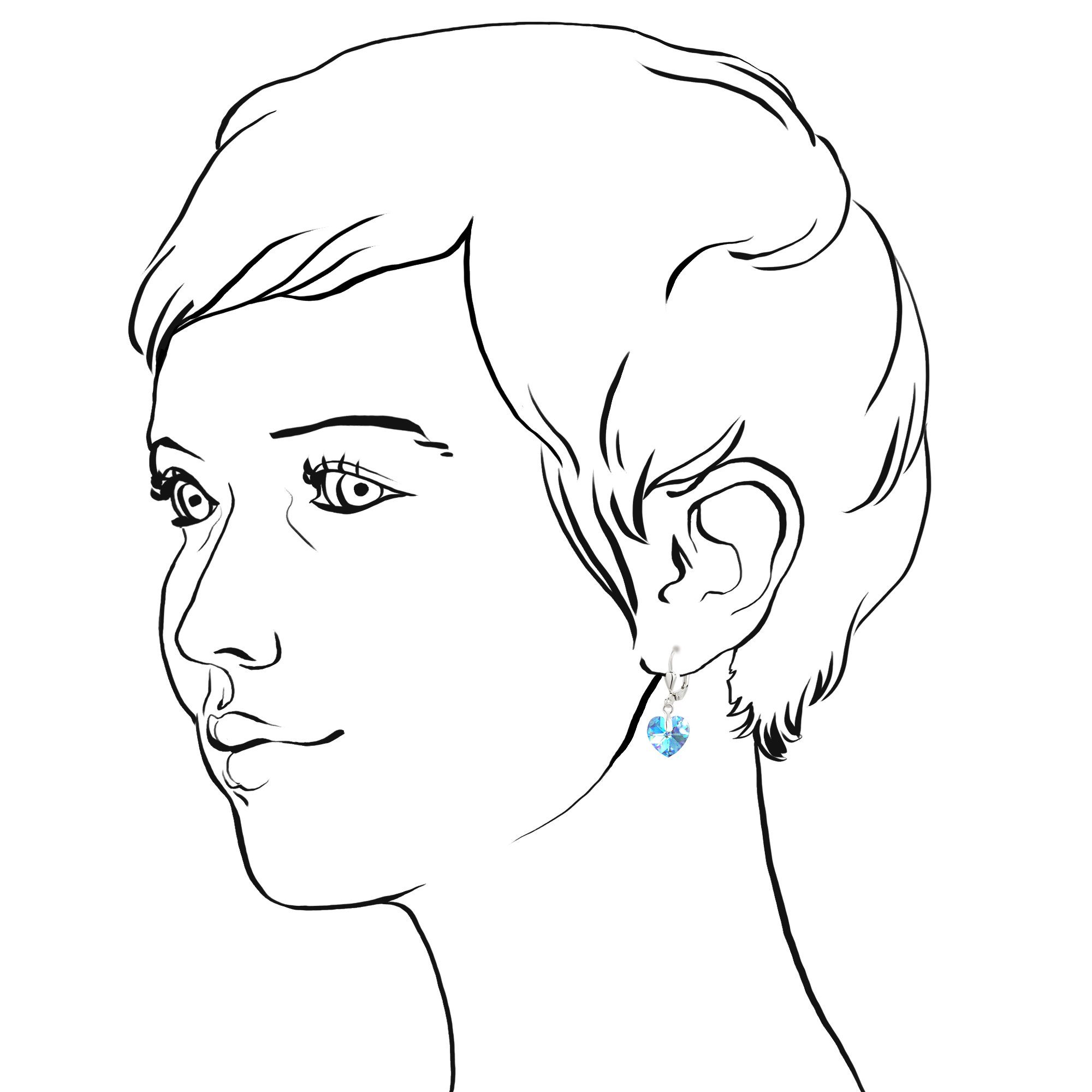 Schöner-SD Paar Ohrhänger Ohrringe hängend mit Herz Kristall 10mm für Damen und Mädchen, 925 Silber