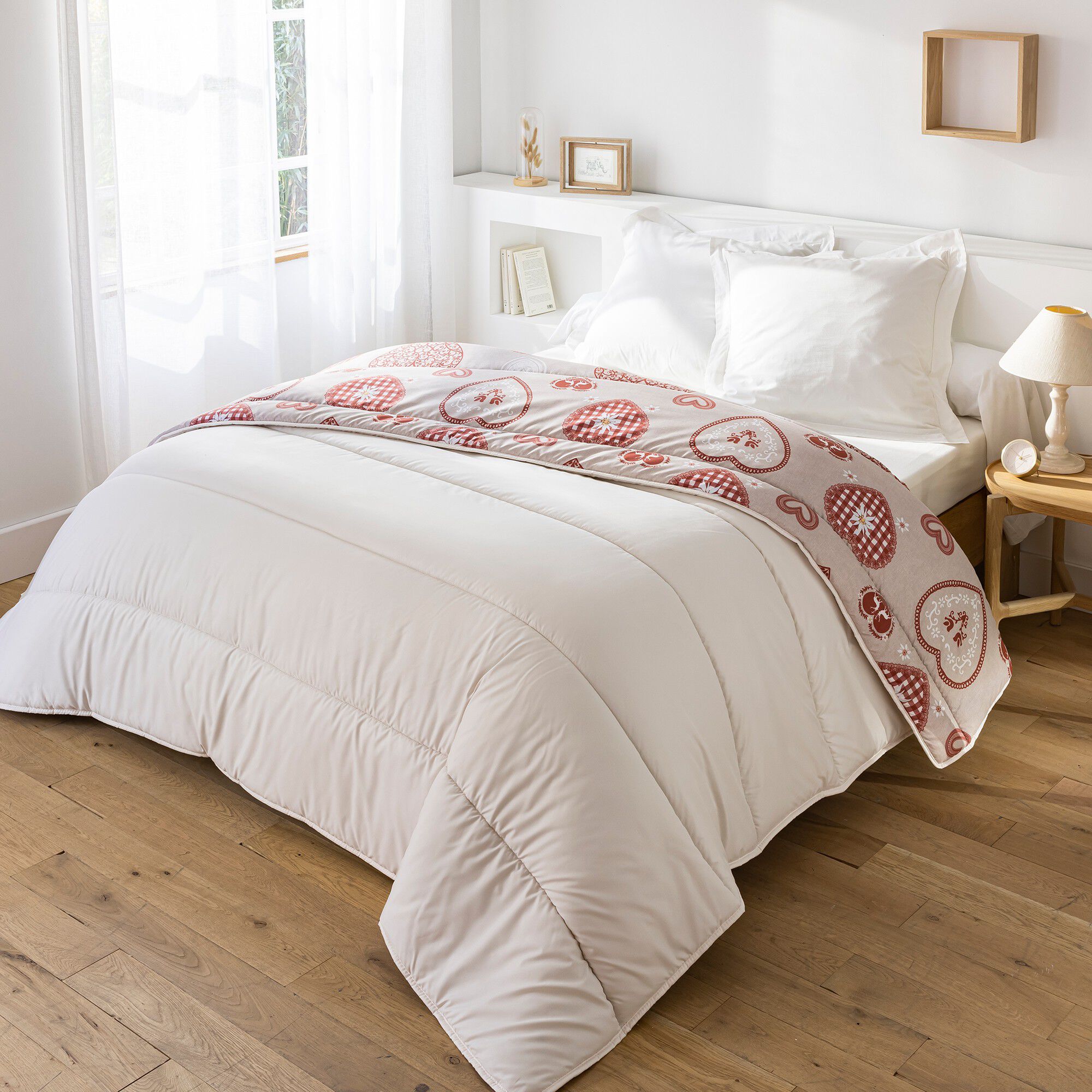 Couette microfibre imprimée chalet 400 g/m²