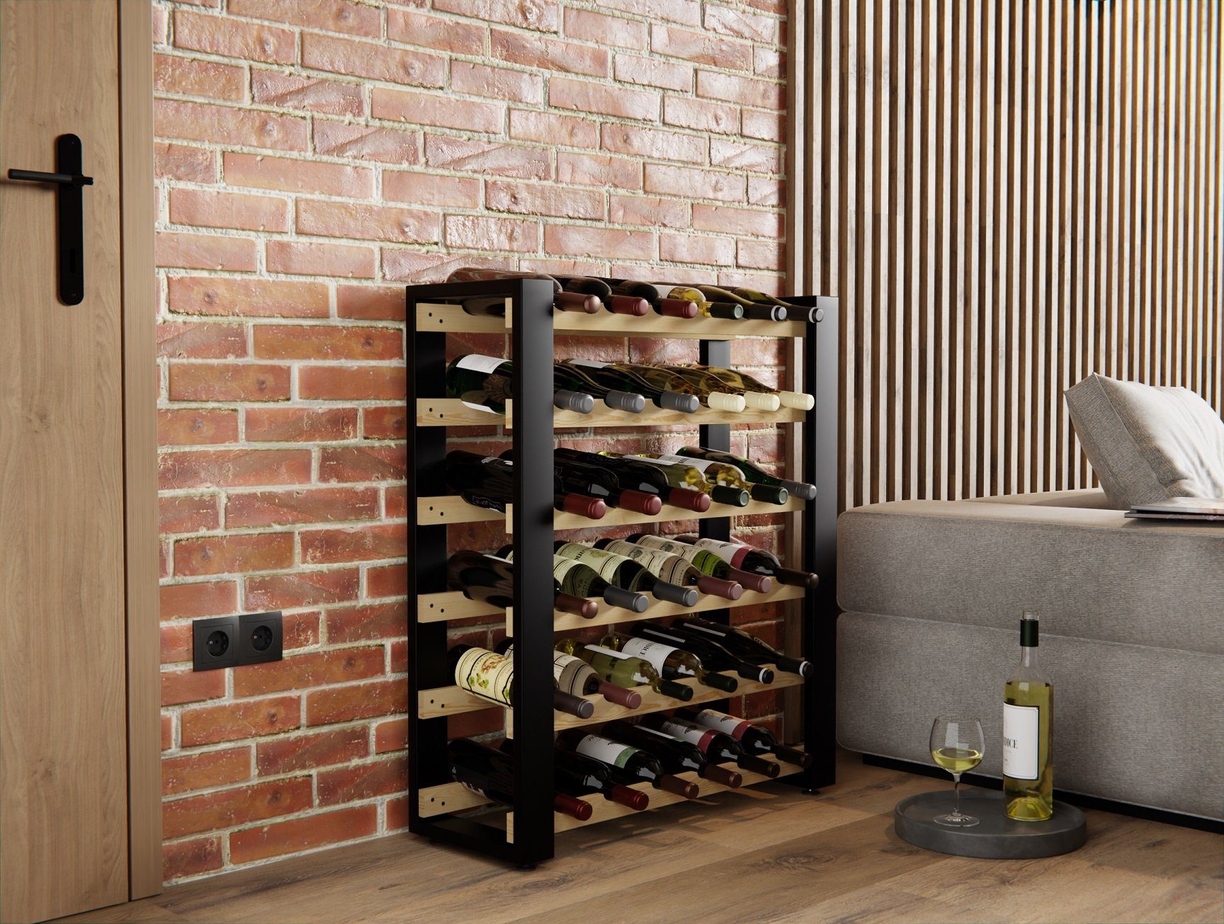 Lenmar Weinregal LOFT Weinregal aus Holz,Flaschenregal,Kellerregal,Regale,Weinständer