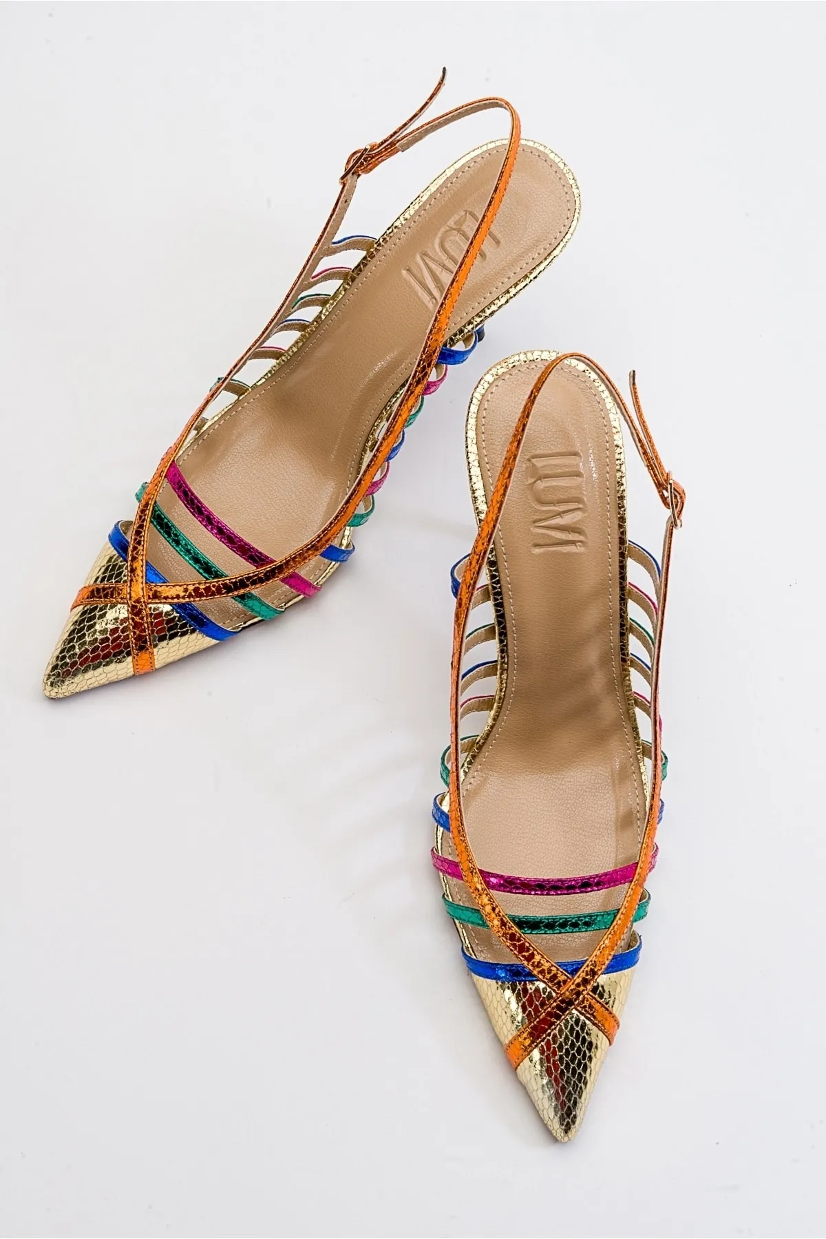 LuviShoes  Gesto Gold Multi Damen-Schuhe mit hohen Absätzen