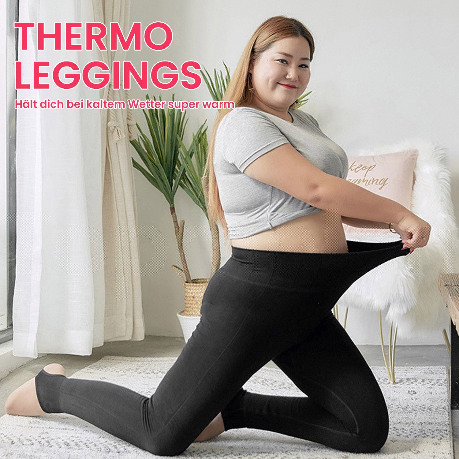 TOPMELON Thermoleggings Warme Fleece-gefütterte Winter-Leggings für Damen
